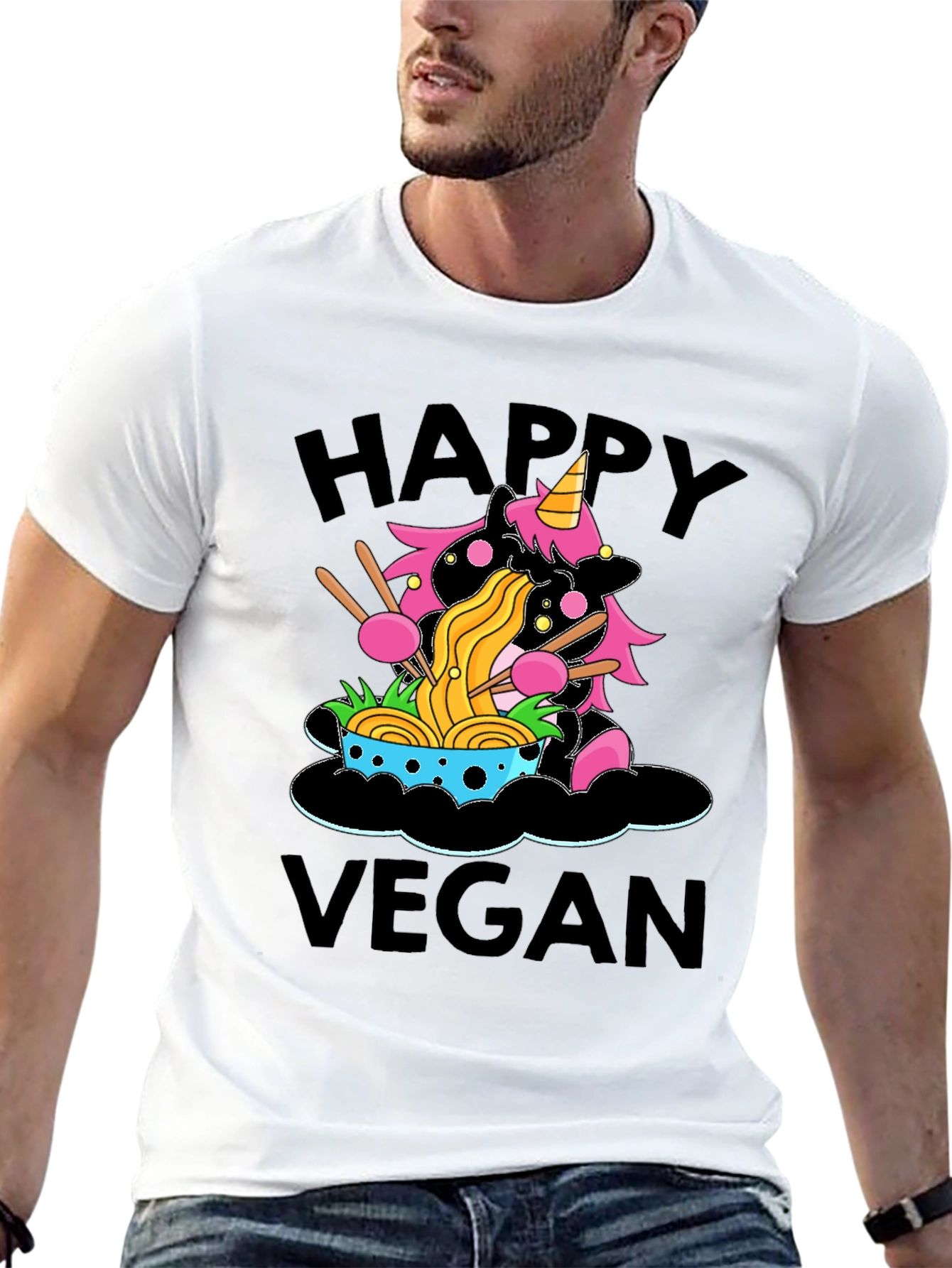 Happy Vegan Unicorn Ramen T-Shirt