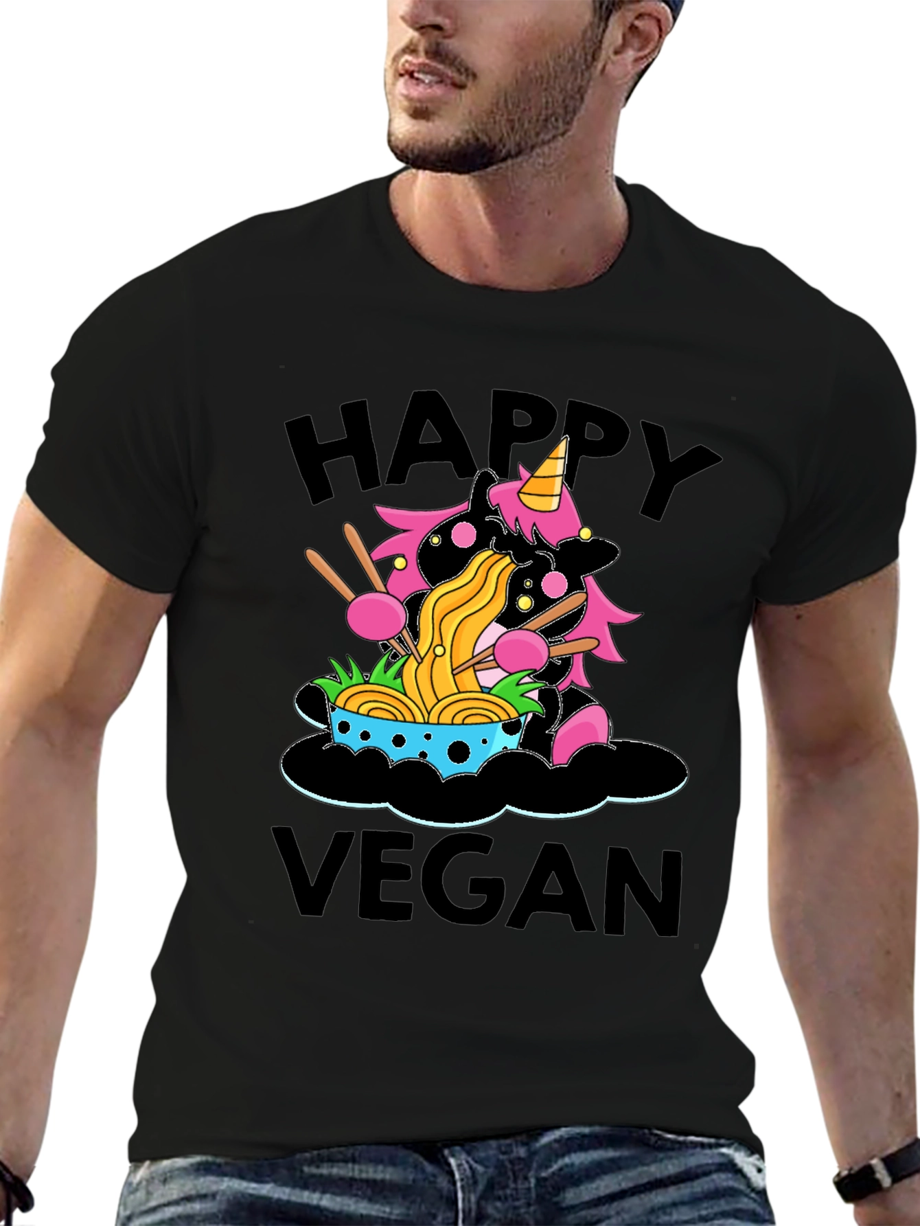 Happy Vegan Unicorn Ramen T-Shirt