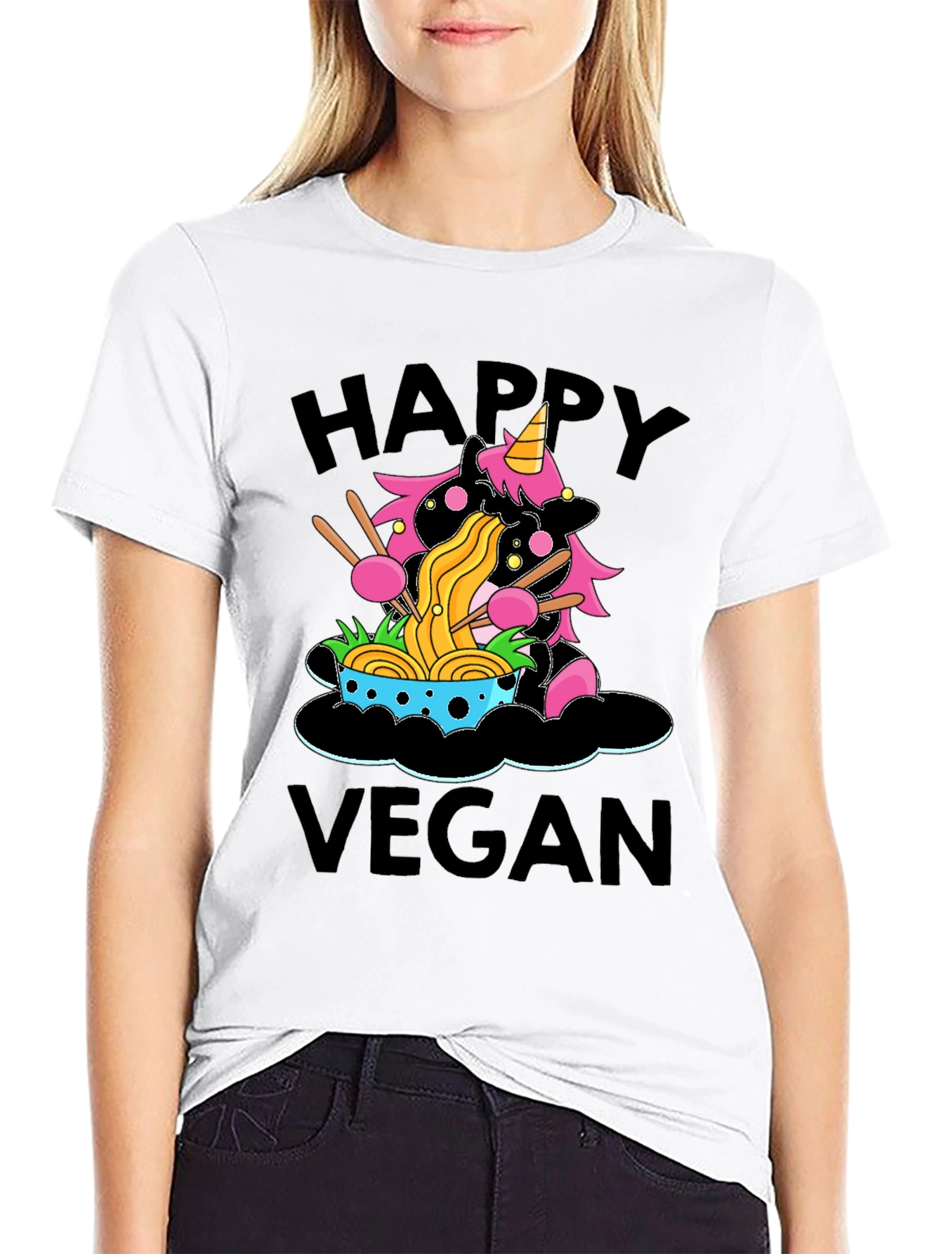 Happy Vegan Unicorn Ramen T-Shirt