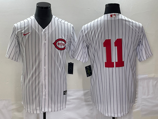 Men's Cincinnati Reds Barry Larkin #11 White 2022 MLB at Field of Dreams Game Authentic Player Jerseys