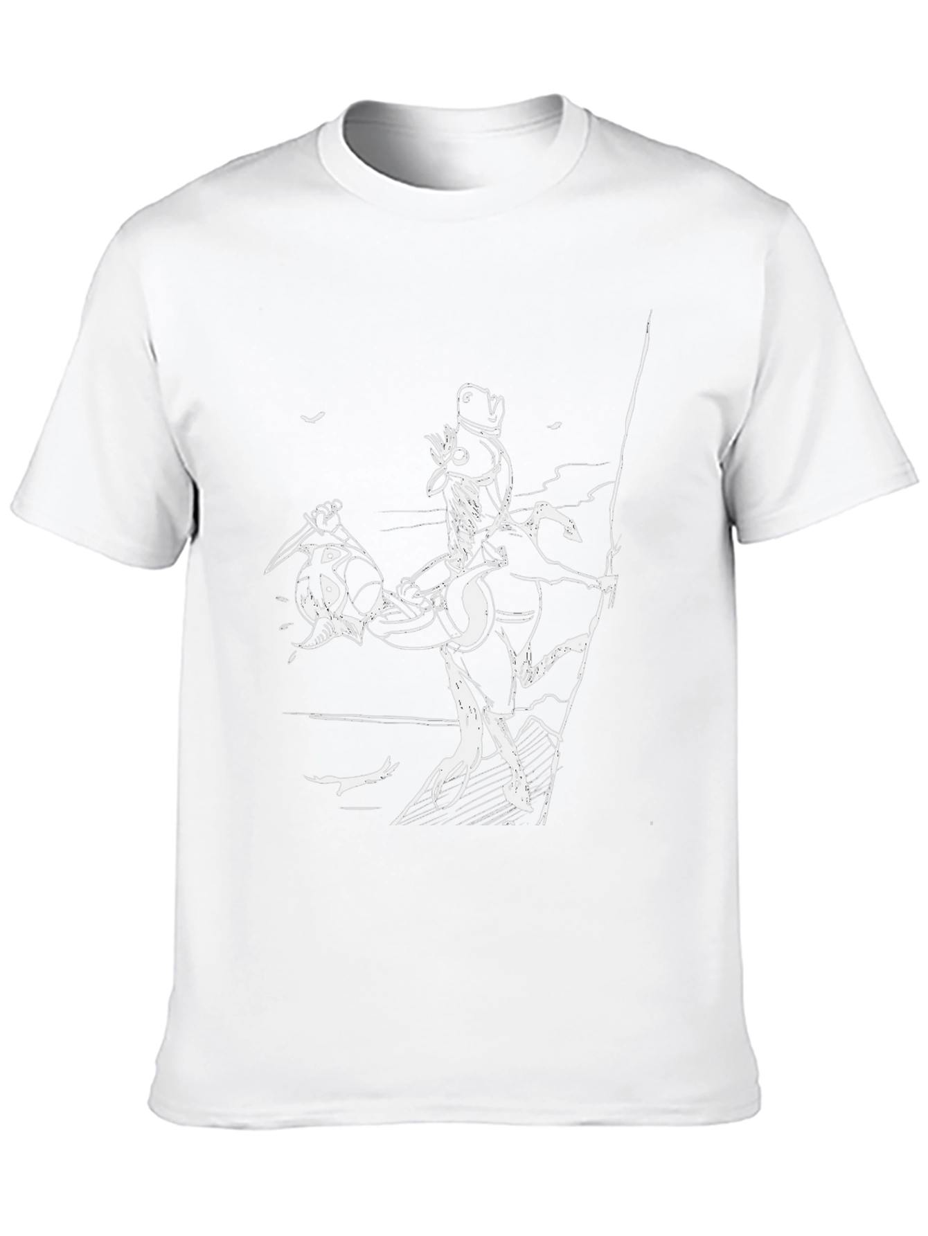 Black T-Shirt with Cartoon Horse Rider Print