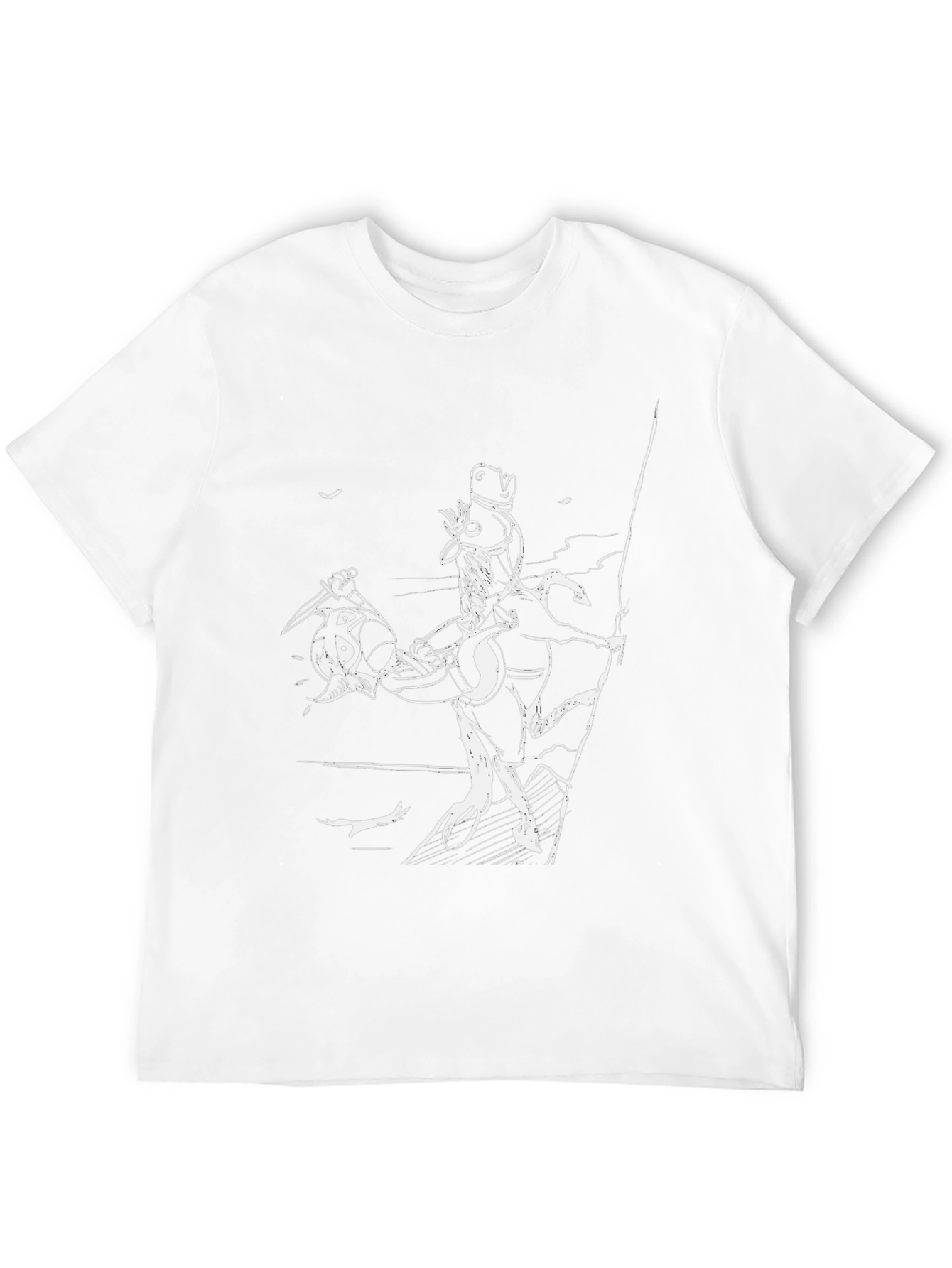 Black T-Shirt with Cartoon Horse Rider Print