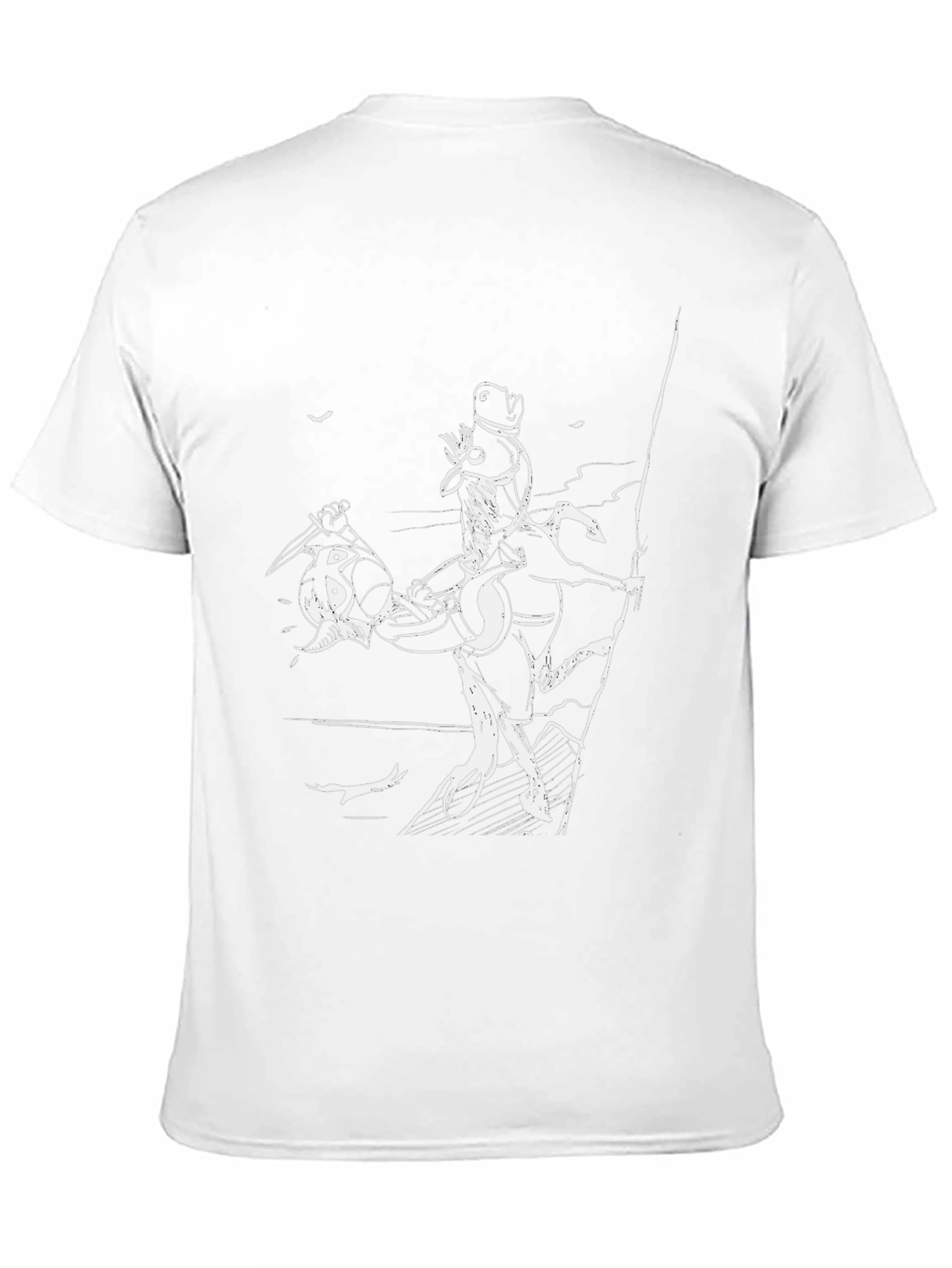 Black T-Shirt with Cartoon Horse Rider Print