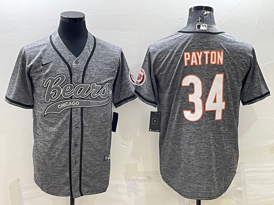 Men's Chicago Bears Walter Payton #34 Gray Game Jerseys Joint Edition