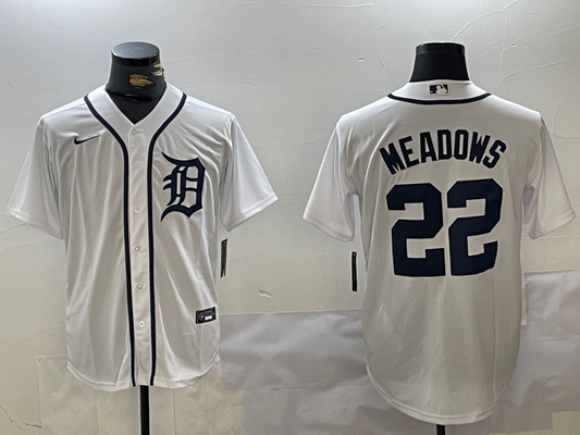 Men's Detroit Tigers Parker Meadows #22 White Home Limited Player Jerseys
