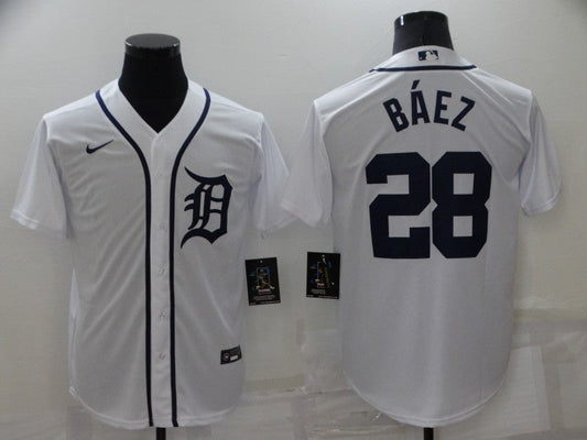 Men's Detroit Tigers Javier Baez #28 White Replica Baseball Jerseys