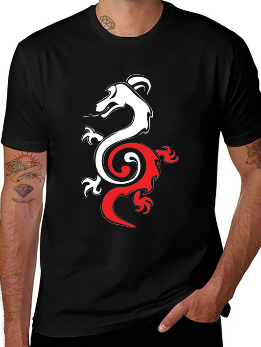 Dragon Yin Yang Graphic Tee - Black