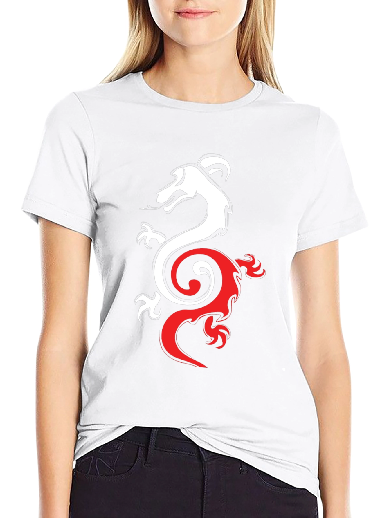 Dragon Yin Yang Graphic Tee - Black