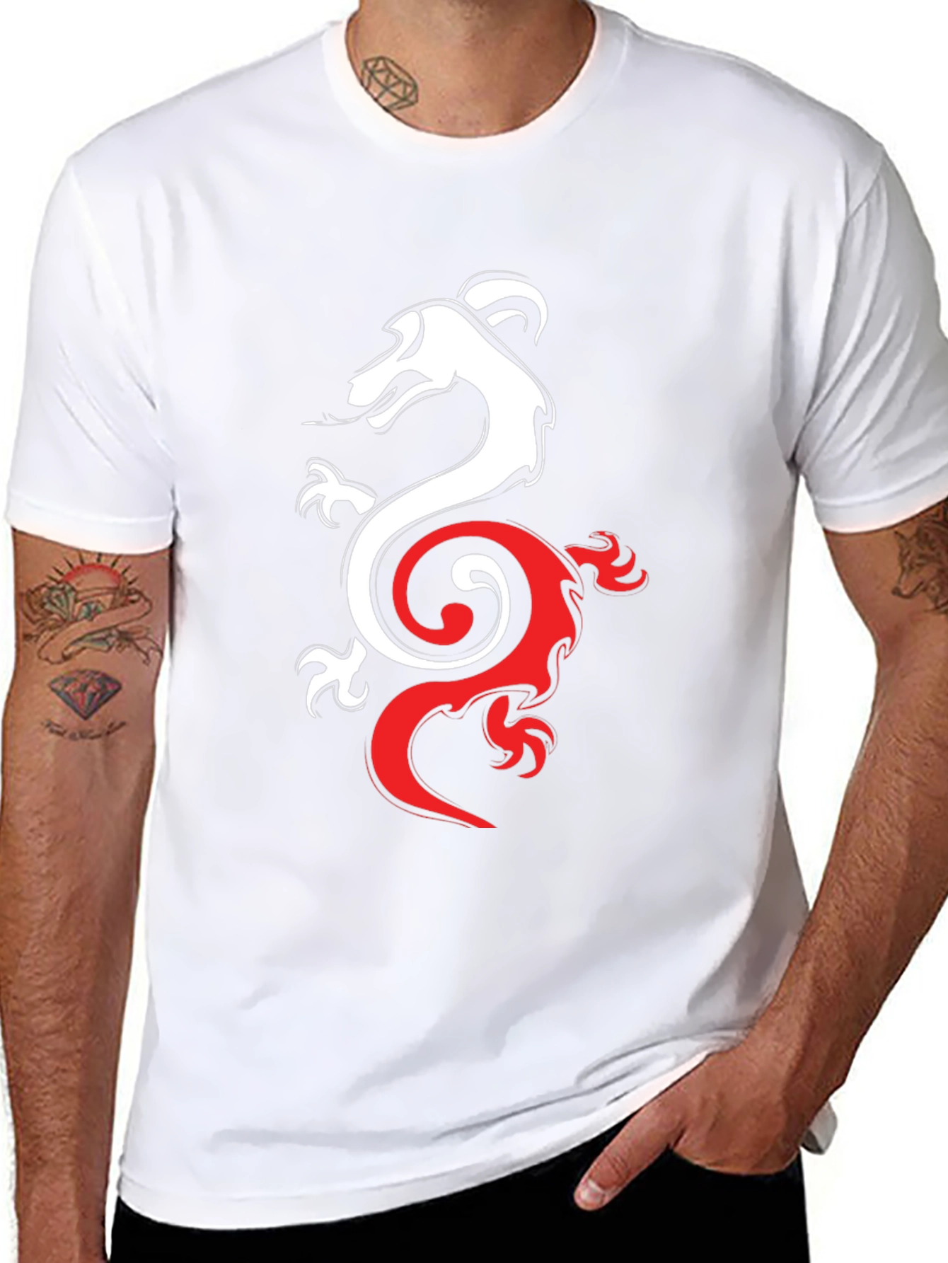 Dragon Yin Yang Graphic Tee - Black