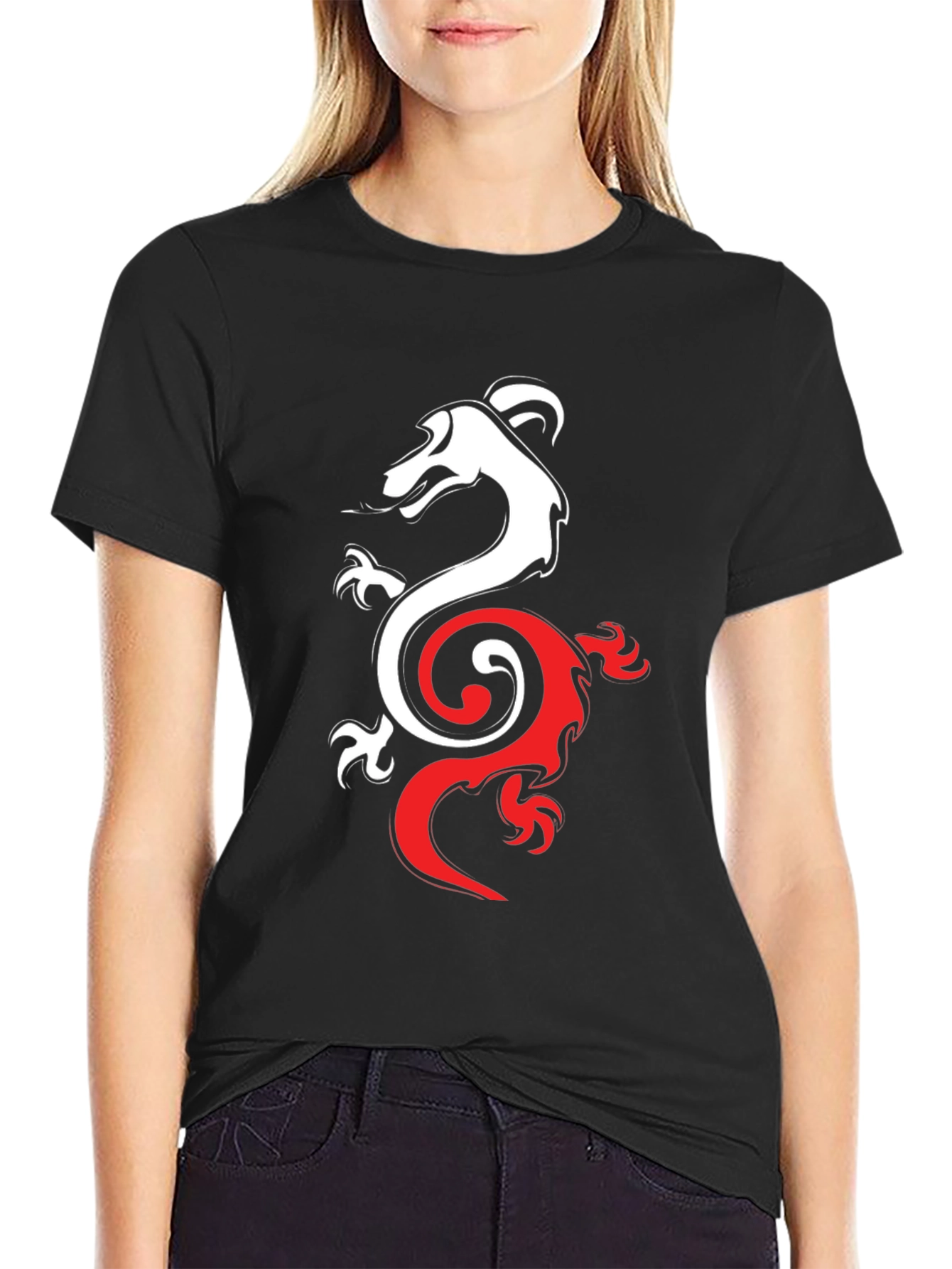 Dragon Yin Yang Graphic Tee - Black