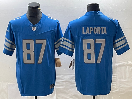 Men's Detroit Lions Sam Laporta #87 Blue Player Game Jerseys