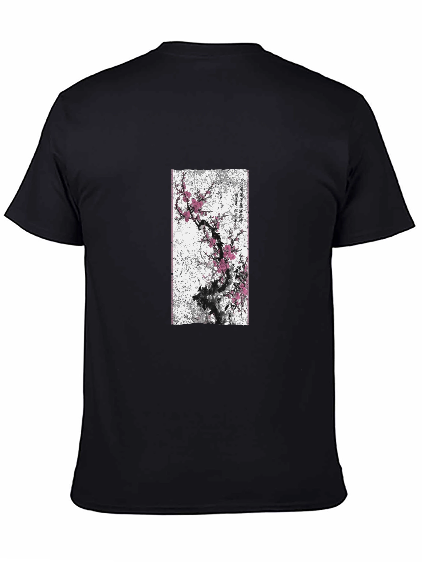 Black T-Shirt with Blossom Tree Graphic