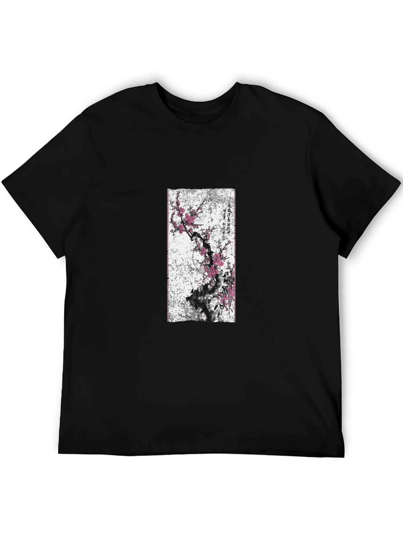 Black T-Shirt with Blossom Tree Graphic