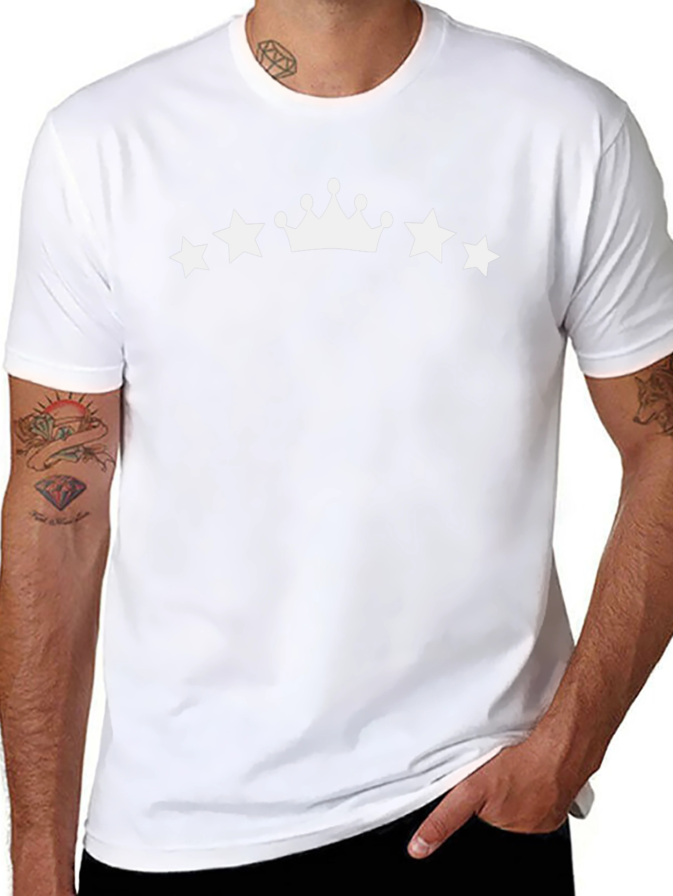 Stars & Crown Black T-Shirt - Stylish Casual Wear