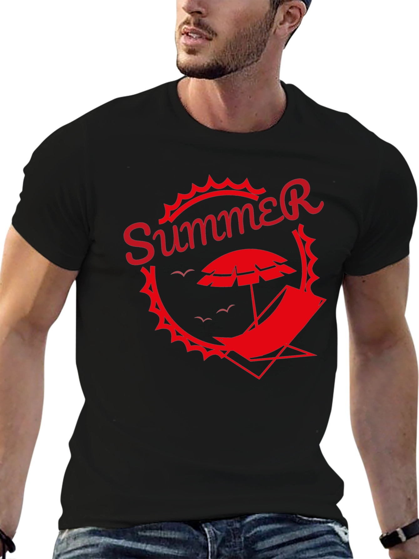 Summer Graphic Tee - Black Beach T-Shirt