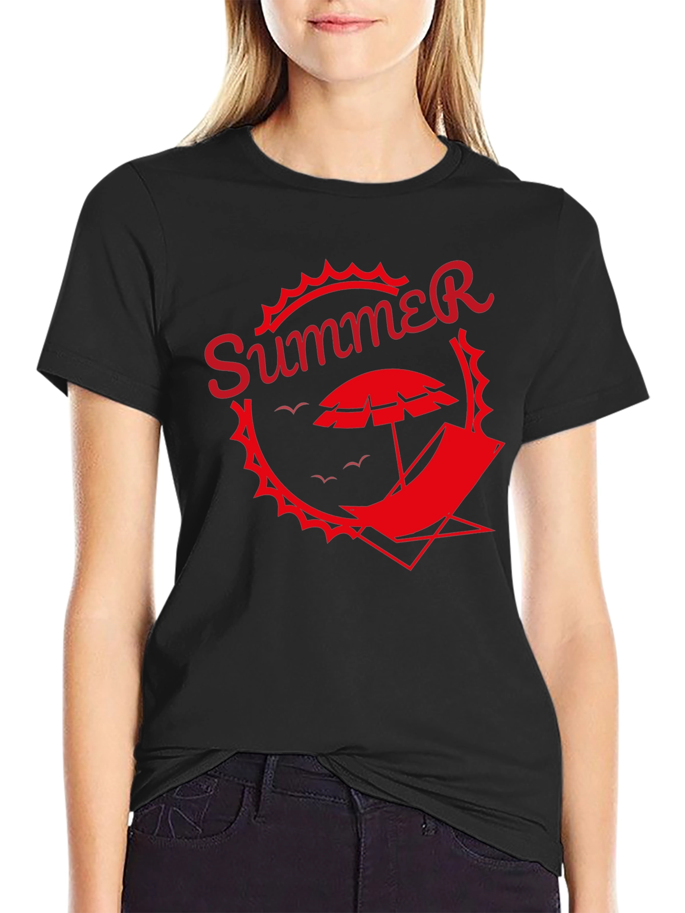Summer Graphic Tee - Black Beach T-Shirt