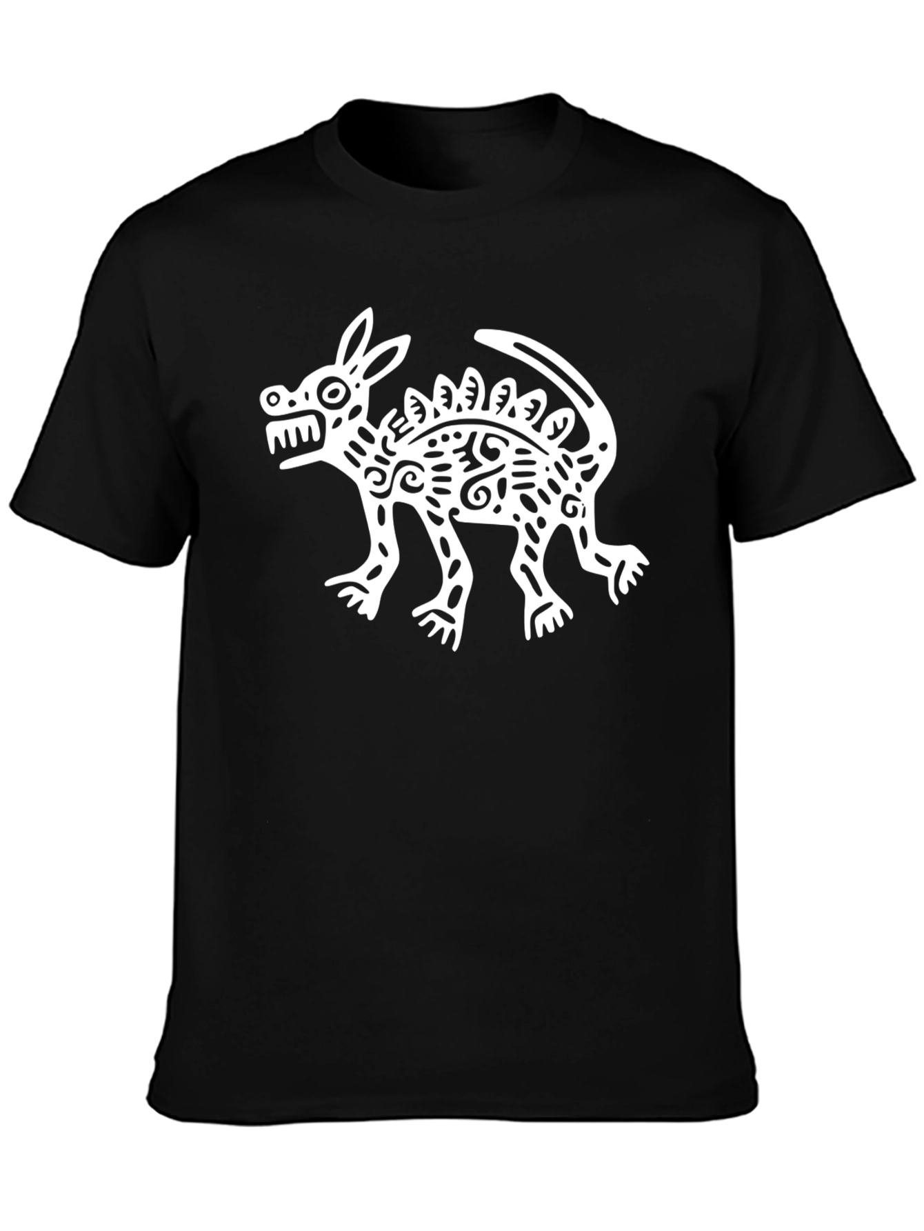 Aztec Inspired Dog Graphic Tee - Black