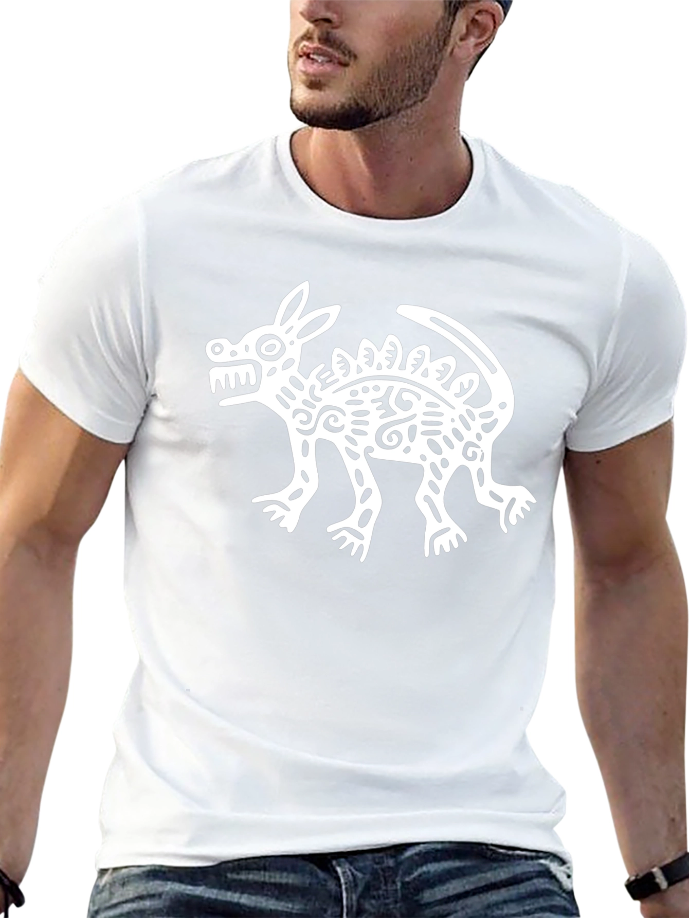 Aztec Inspired Dog Graphic Tee - Black