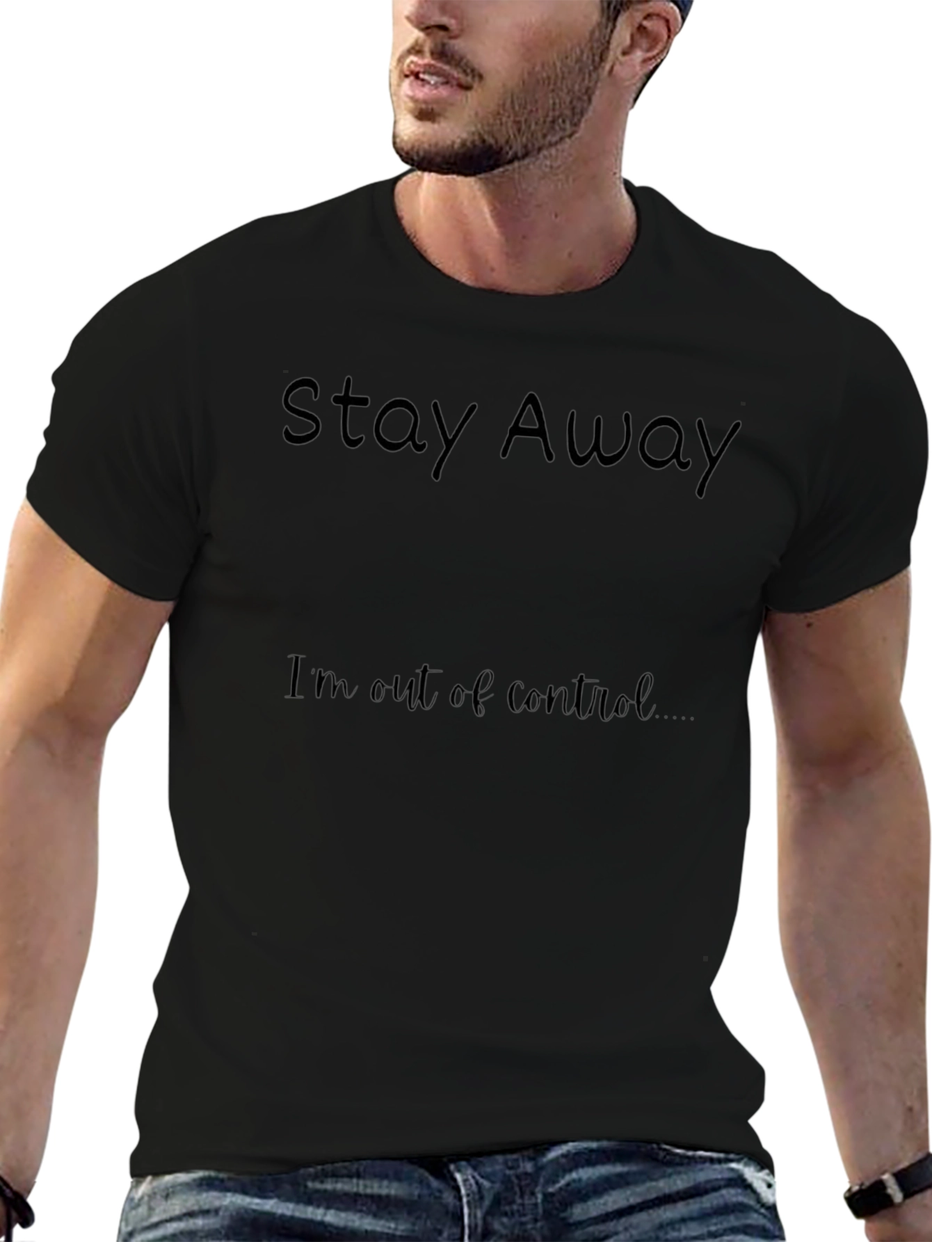 Stay Away Graphic Tee - Black Casual T-Shirt
