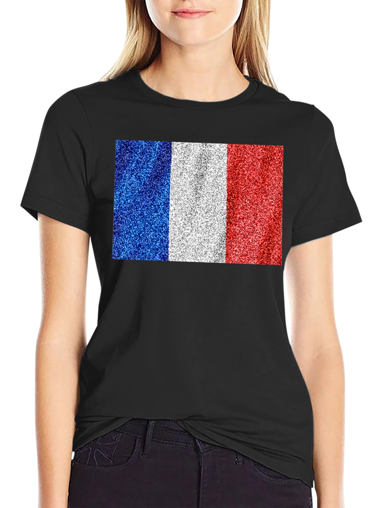 France Flag T-Shirt: Glitter Print