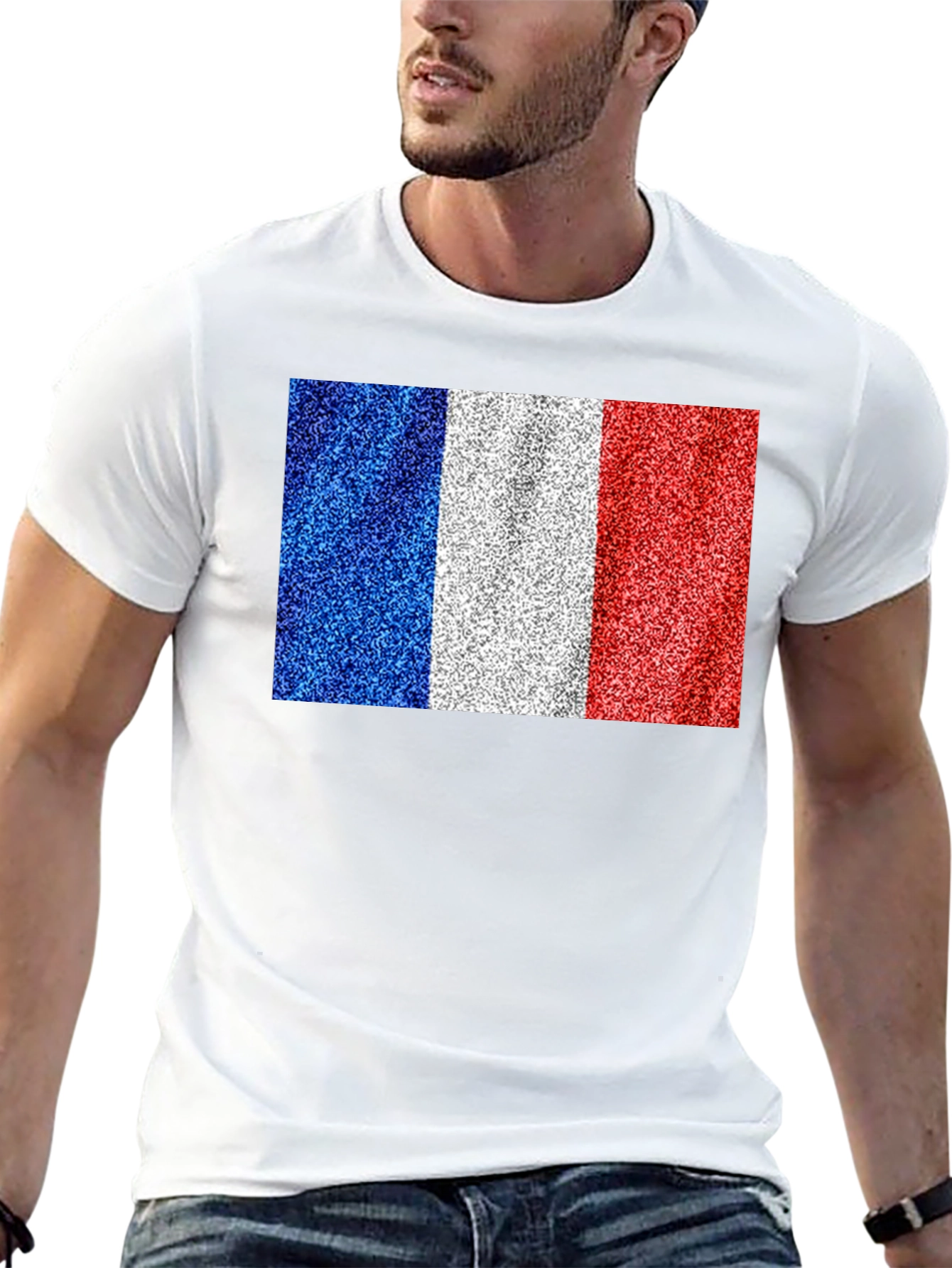 France Flag T-Shirt: Glitter Print