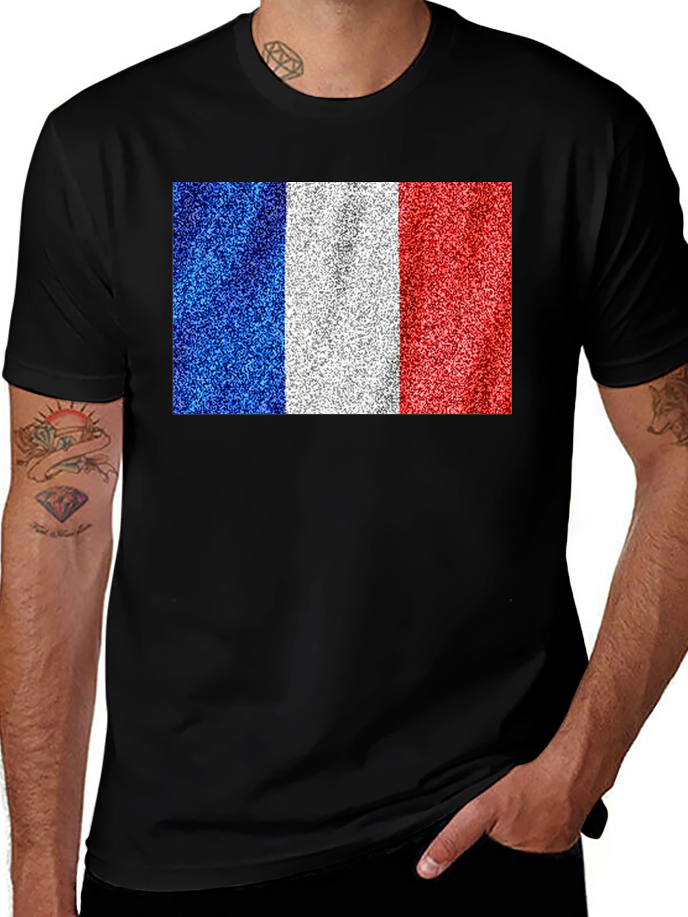 France Flag T-Shirt: Glitter Print