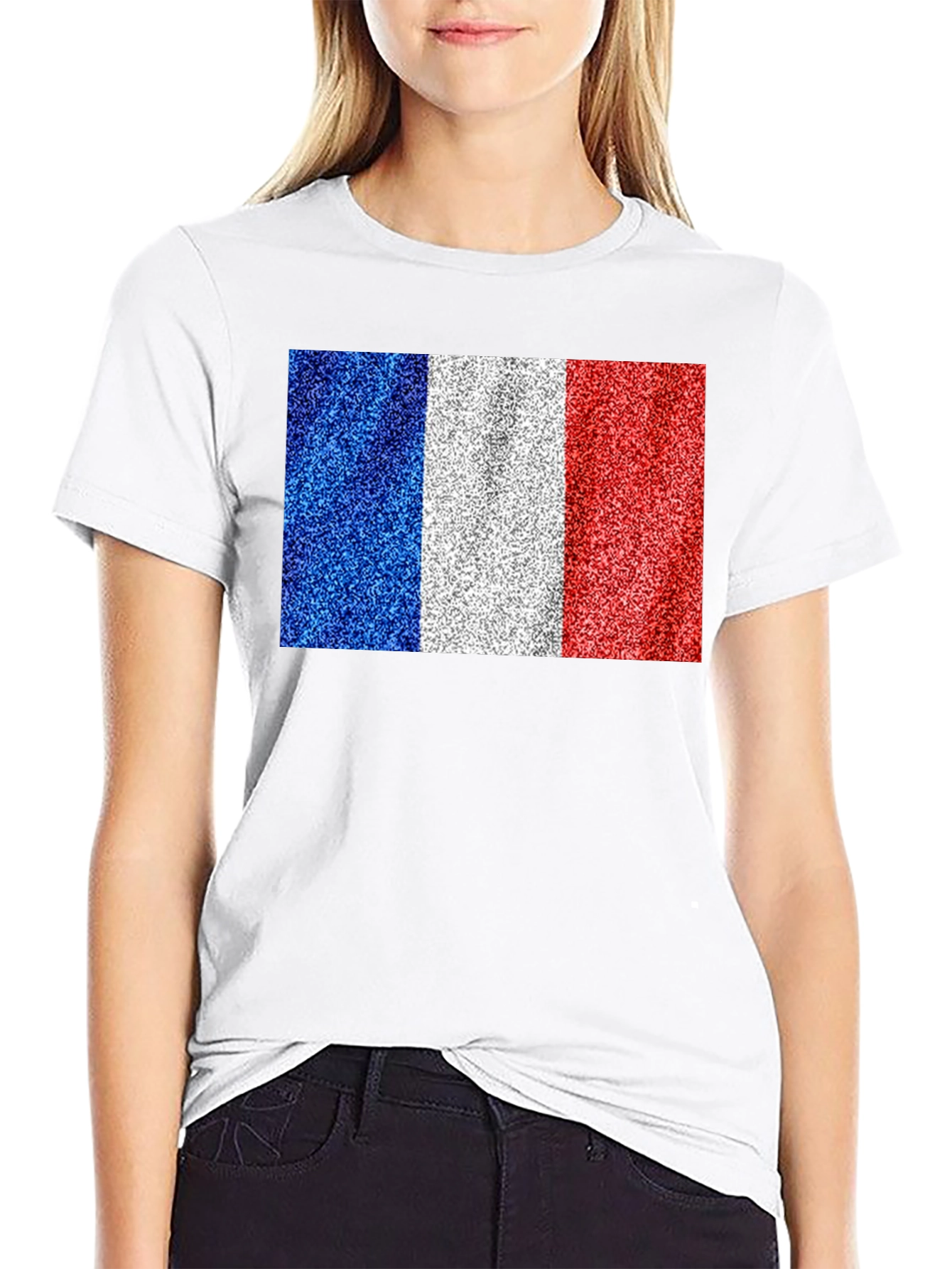 France Flag T-Shirt: Glitter Print