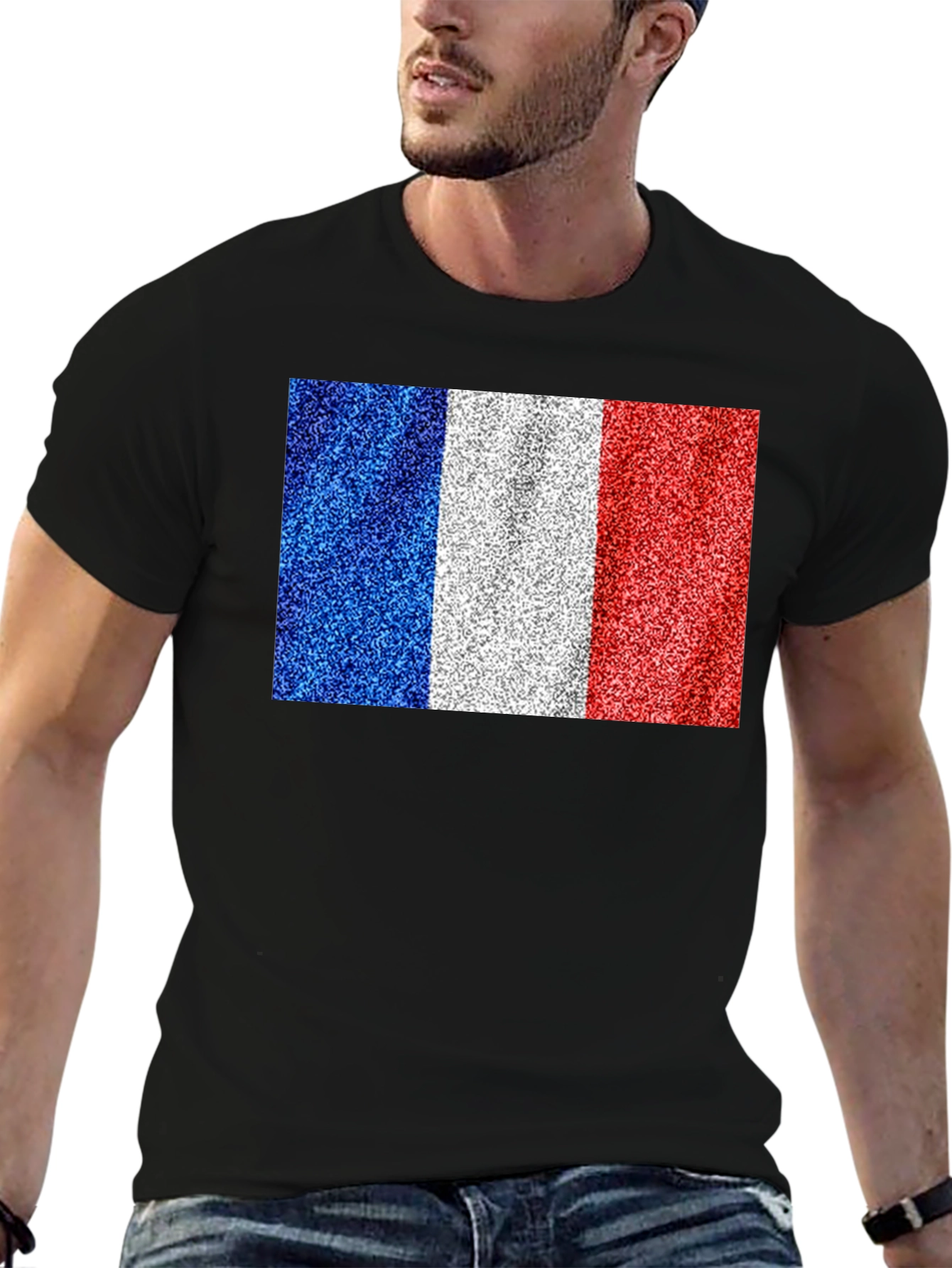 France Flag T-Shirt: Glitter Print
