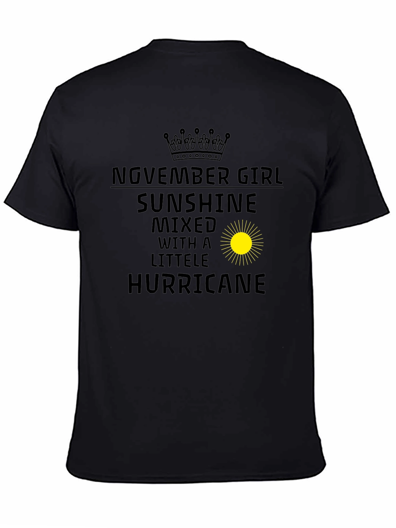 November Girl Sunshine Hurricane Black Tee