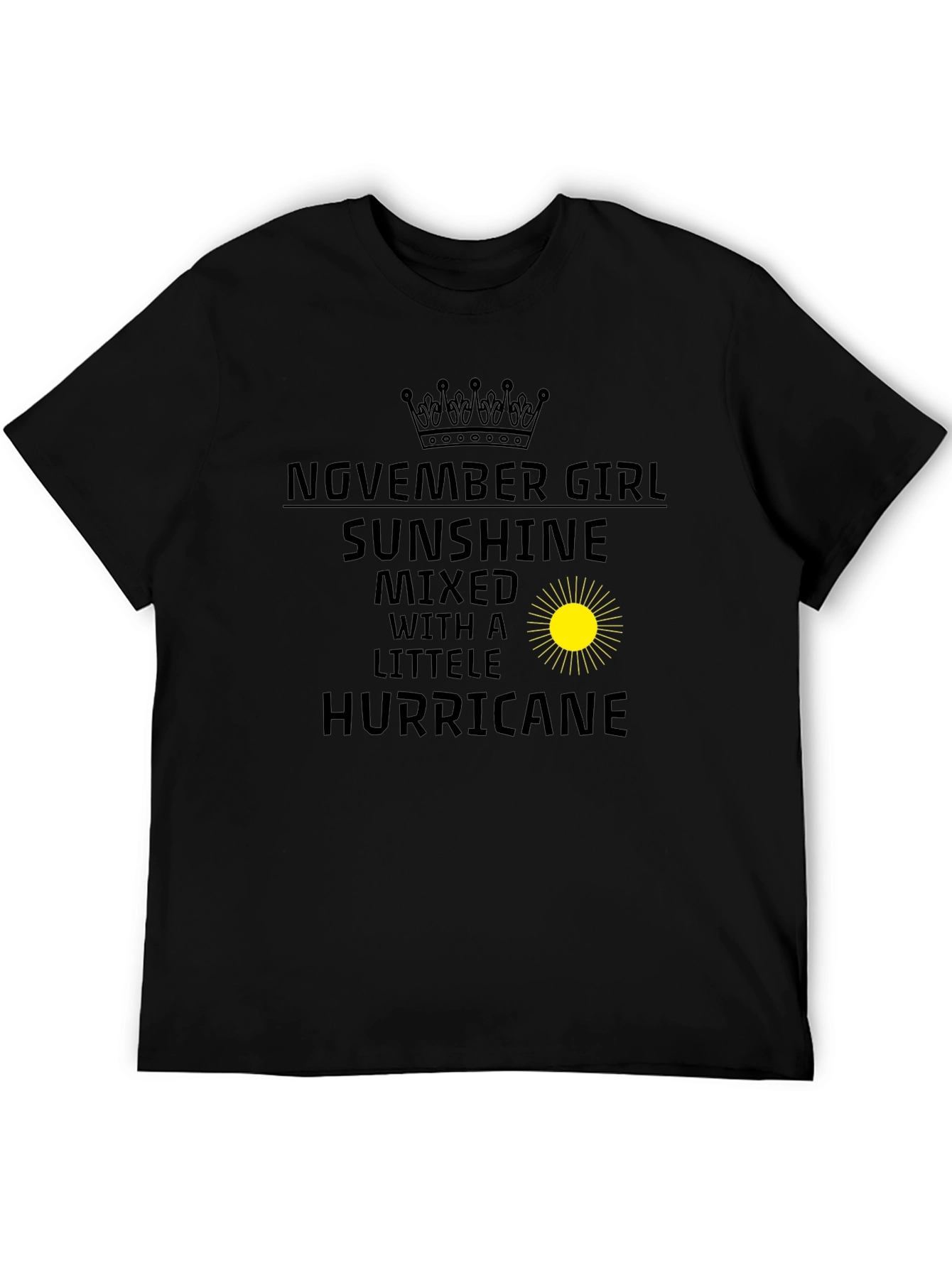 November Girl Sunshine Hurricane Black Tee