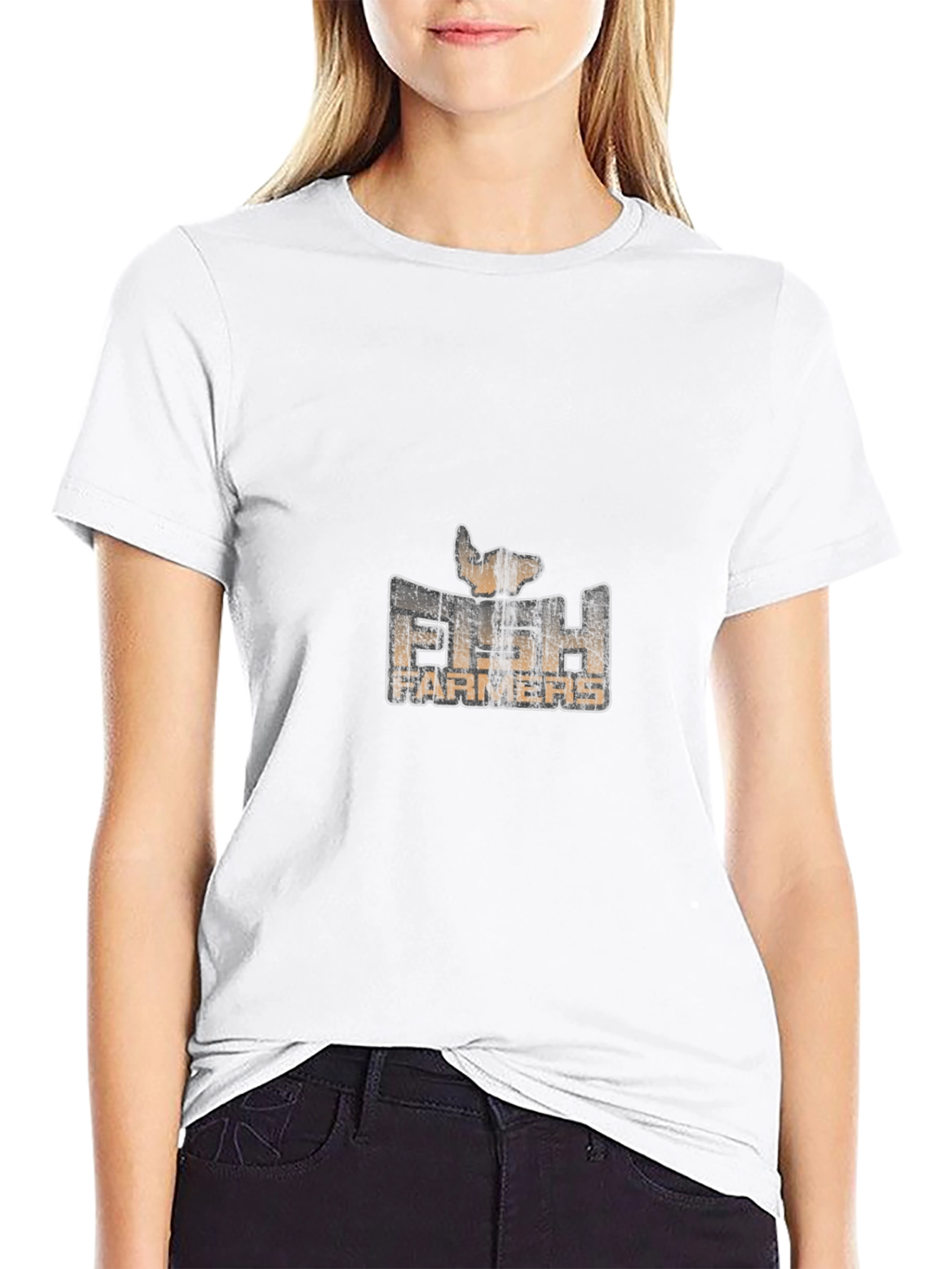 Fish Farmers Graphic Tee - Black Cotton Blend T-Shirt