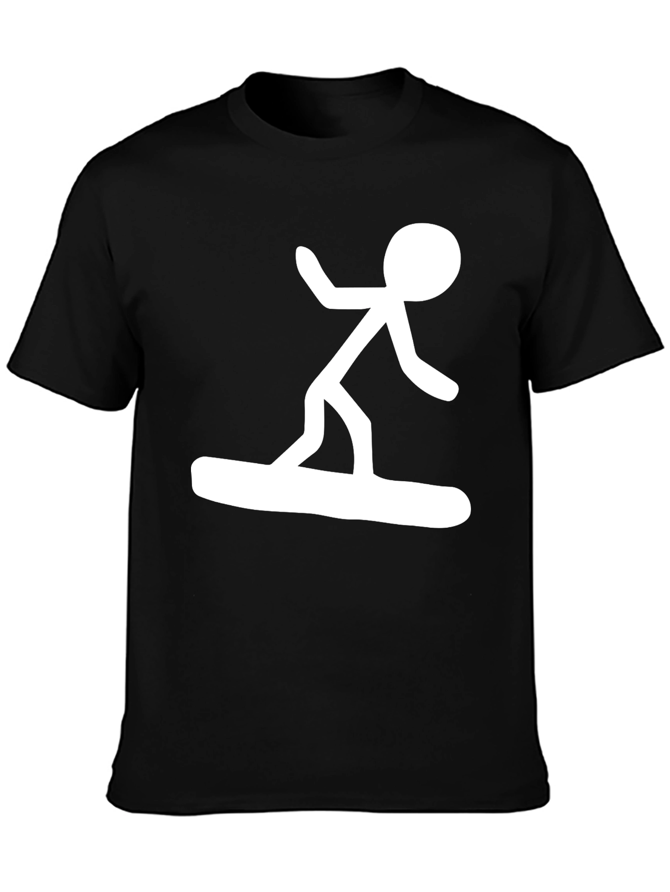 Stick Figure Surfer Black T-Shirt