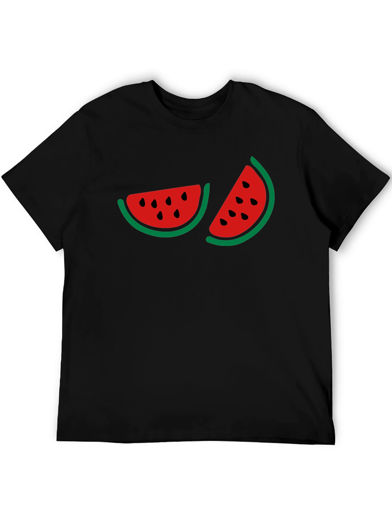 Watermelon Graphic Print Black T-Shirt