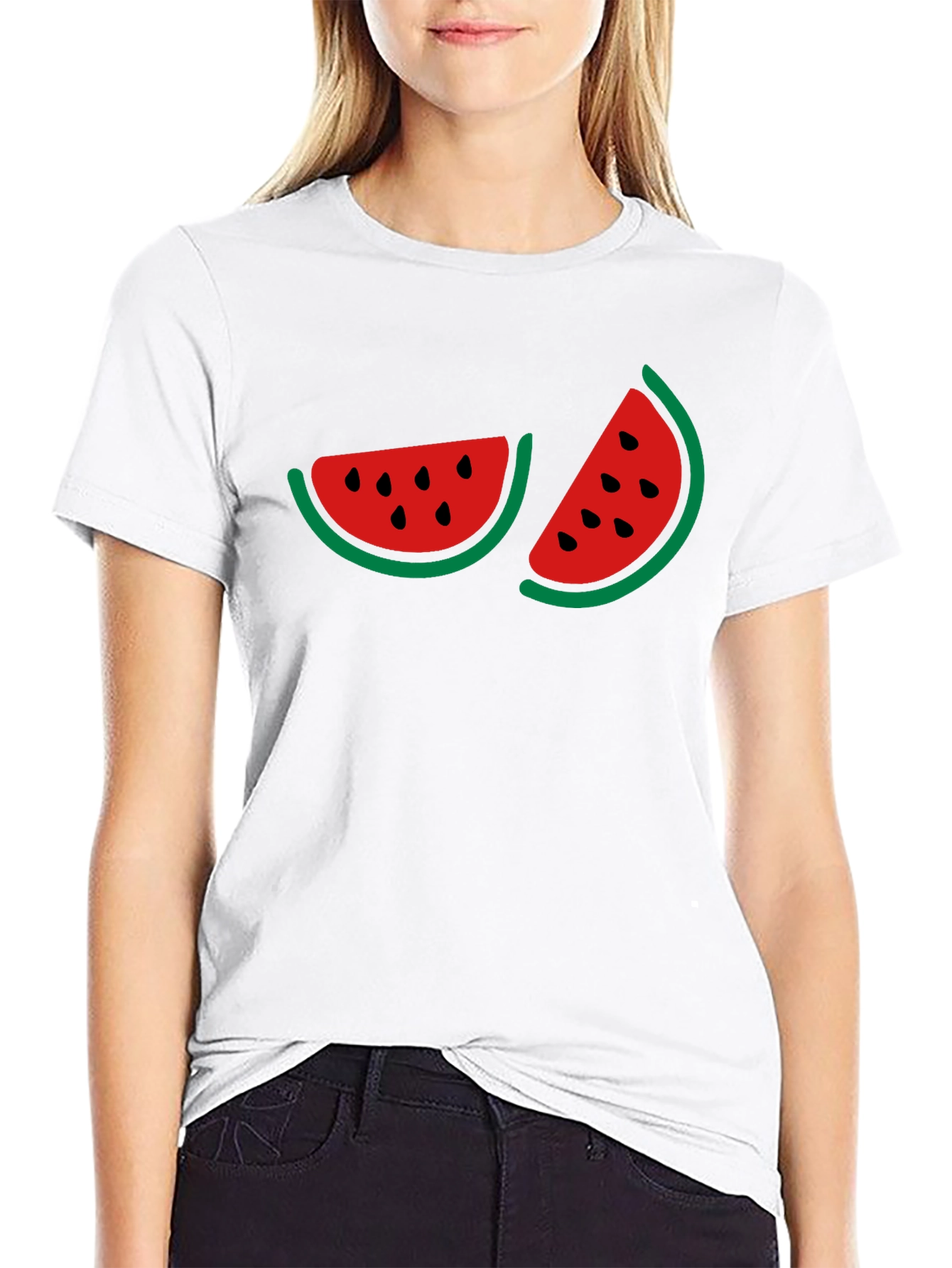 Watermelon Graphic Print Black T-Shirt
