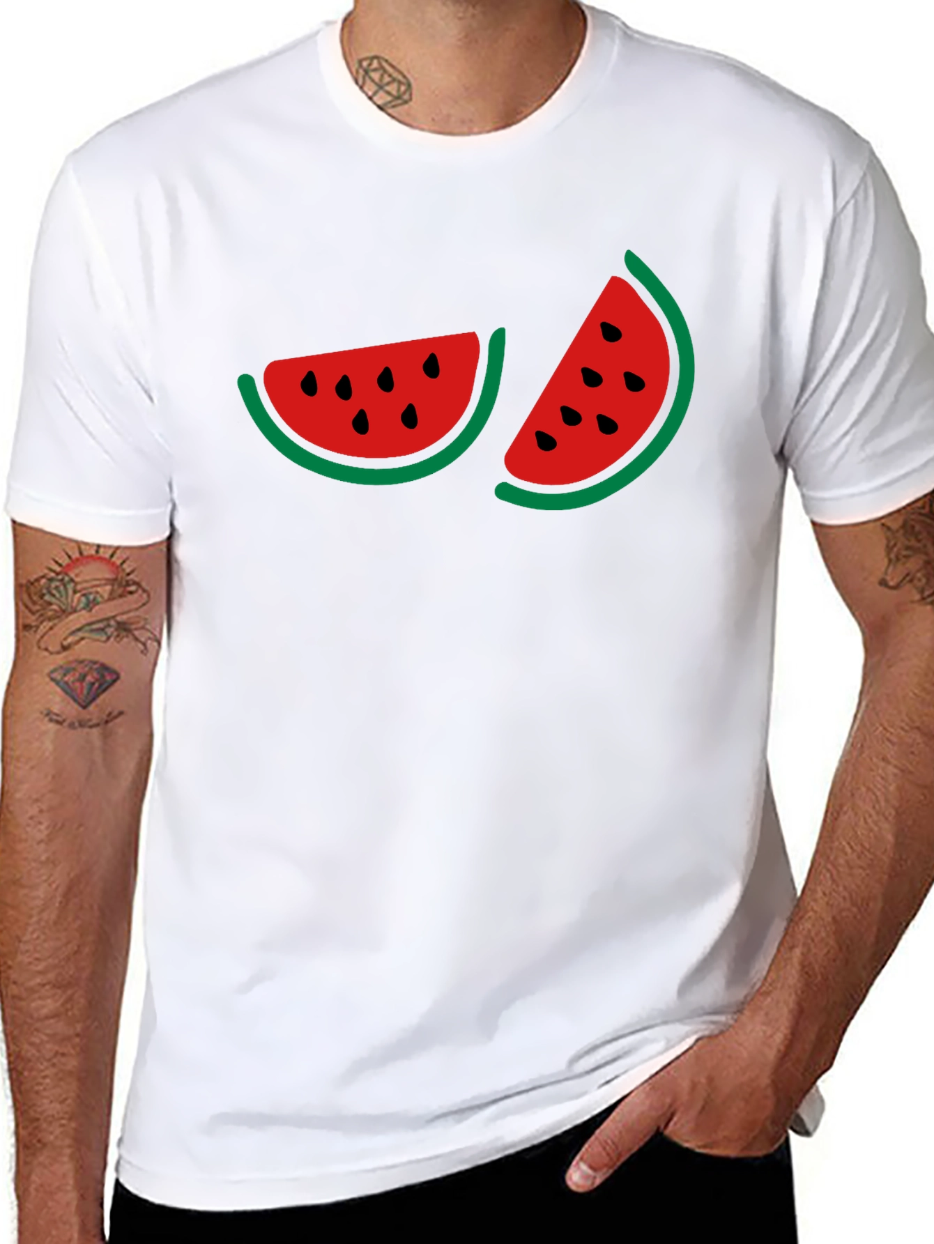 Watermelon Graphic Print Black T-Shirt