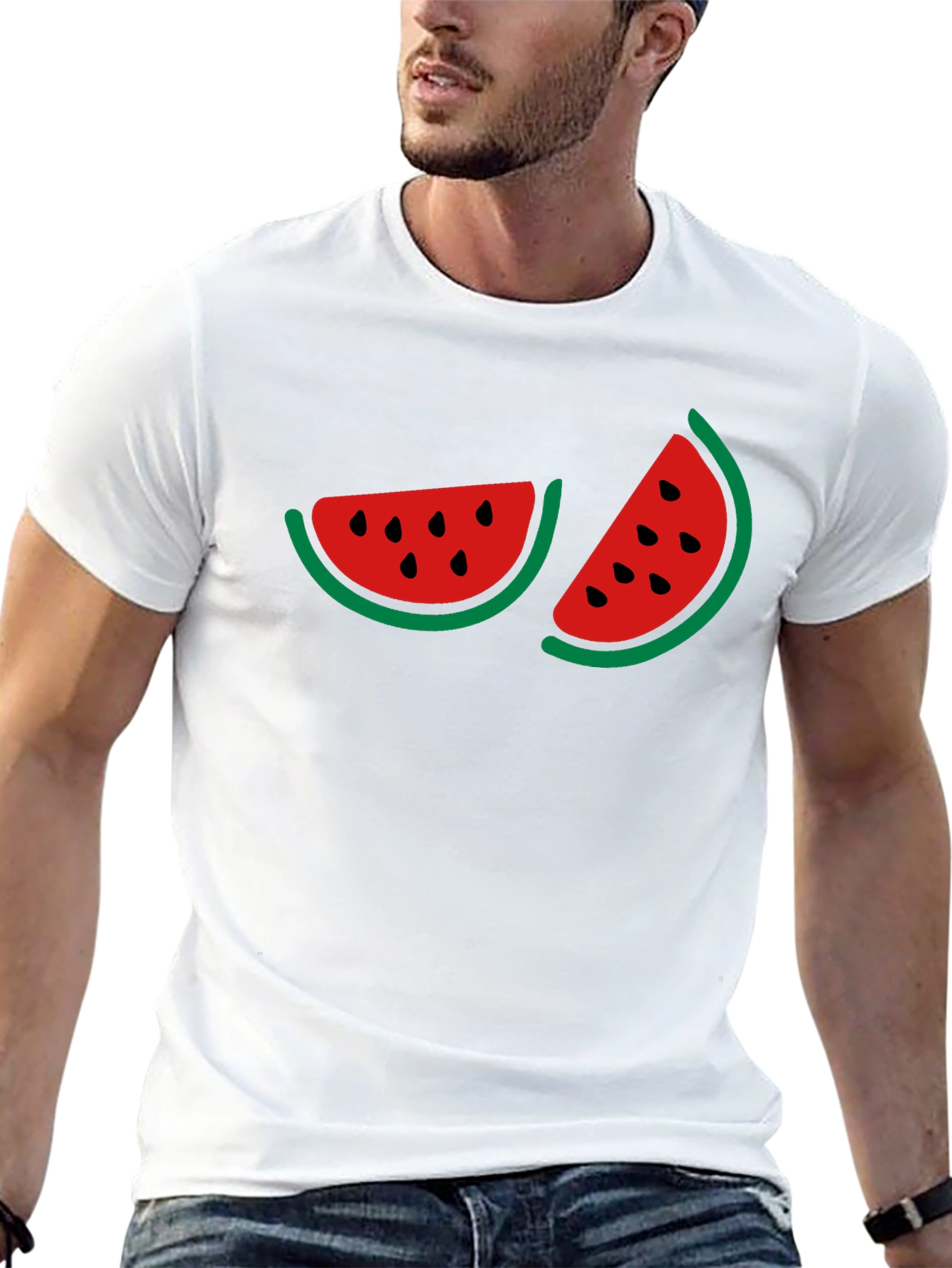Watermelon Graphic Print Black T-Shirt