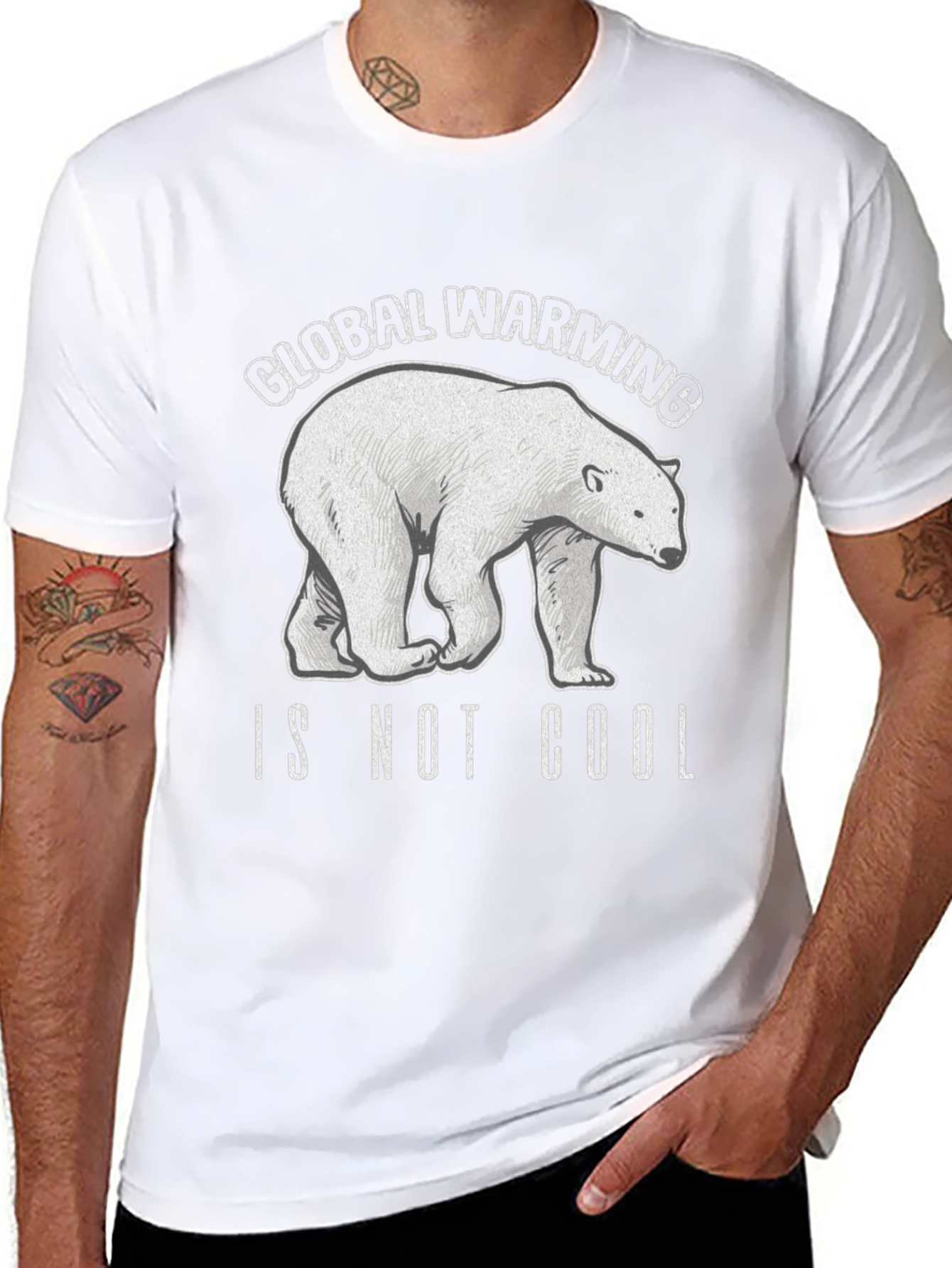 Global Warming Not Cool Polar Bear Black T-Shirt