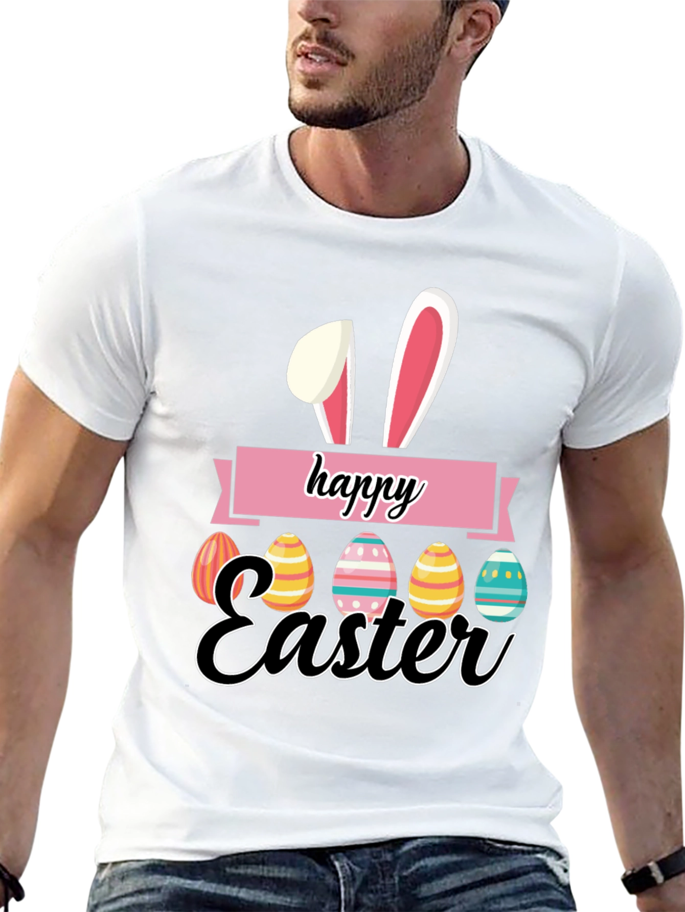 Happy Easter Bunny Eggs Graphic T-Shirt