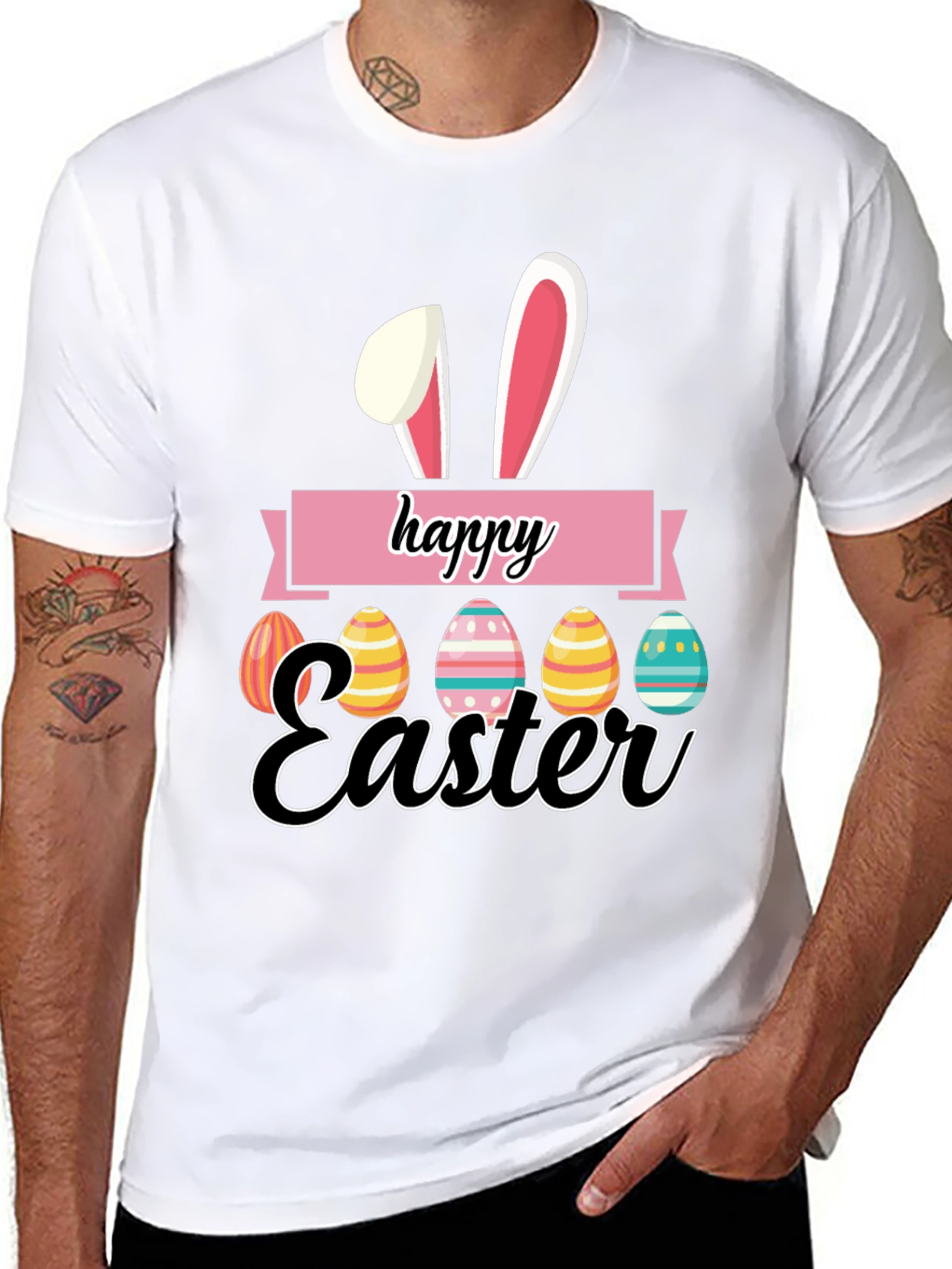 Happy Easter Bunny Eggs Graphic T-Shirt
