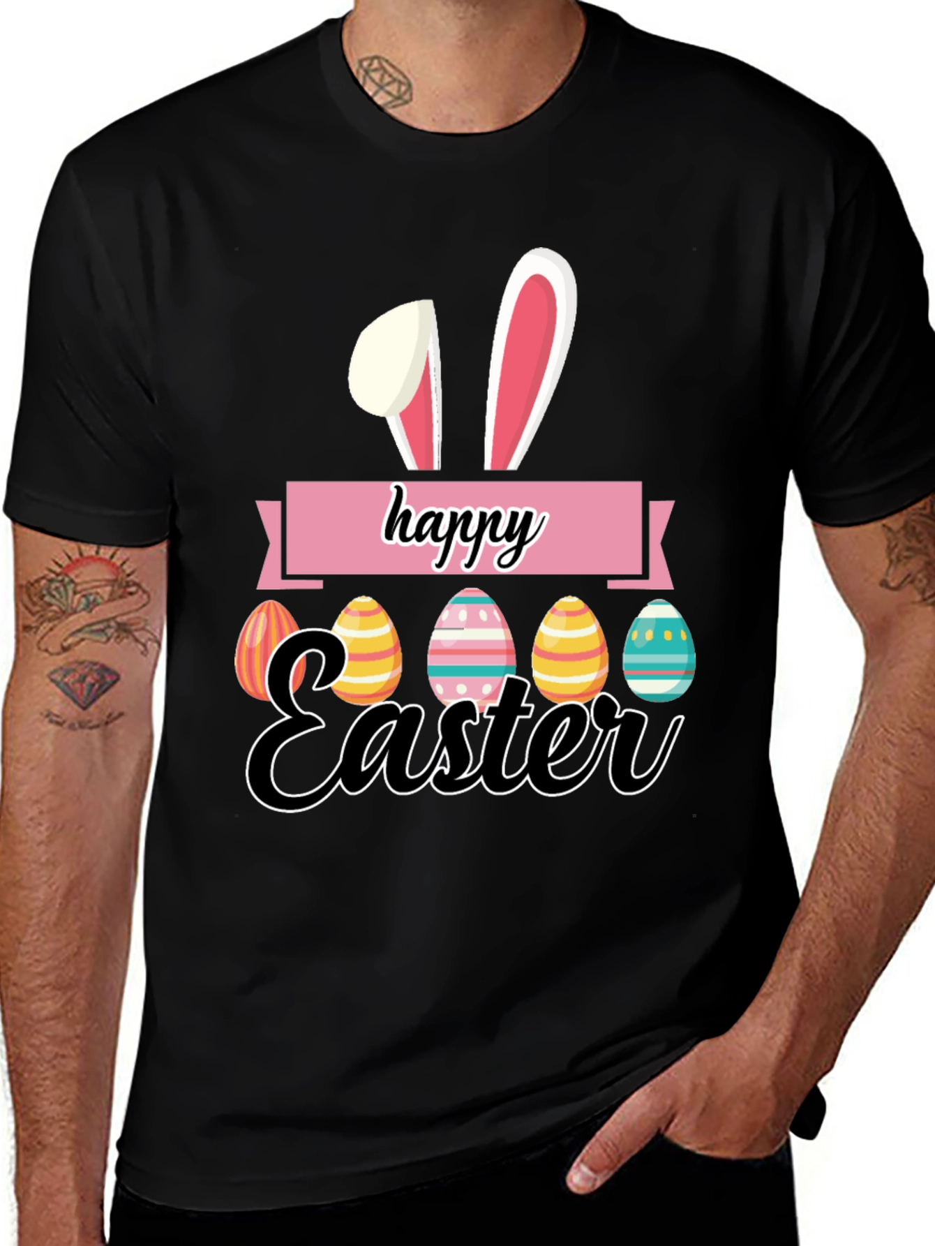 Happy Easter Bunny Eggs Graphic T-Shirt