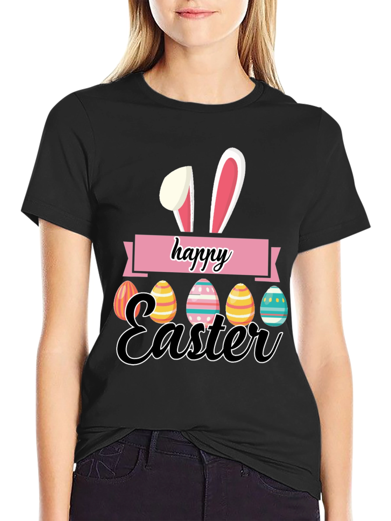 Happy Easter Bunny Eggs Graphic T-Shirt