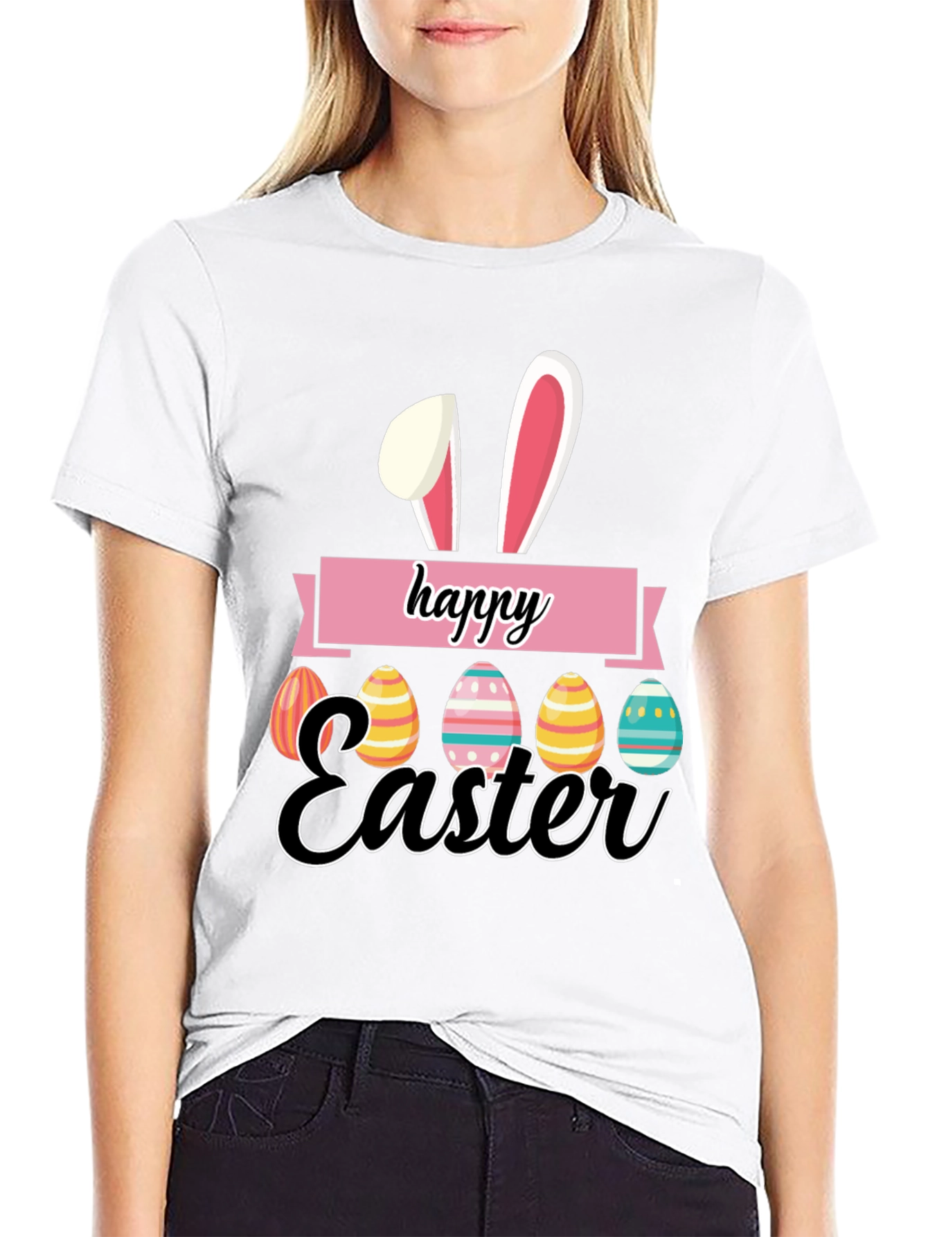 Happy Easter Bunny Eggs Graphic T-Shirt