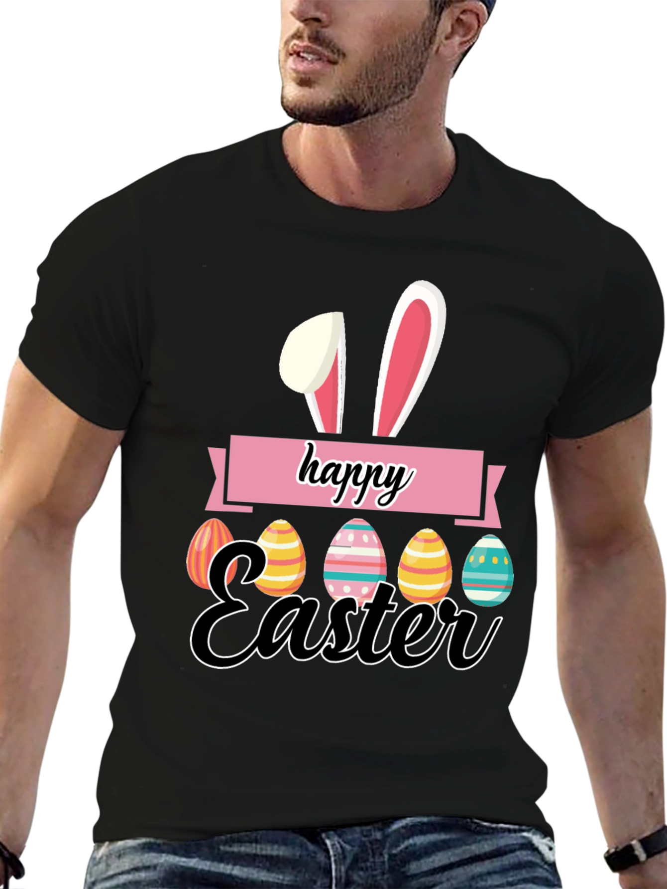 Happy Easter Bunny Eggs Graphic T-Shirt