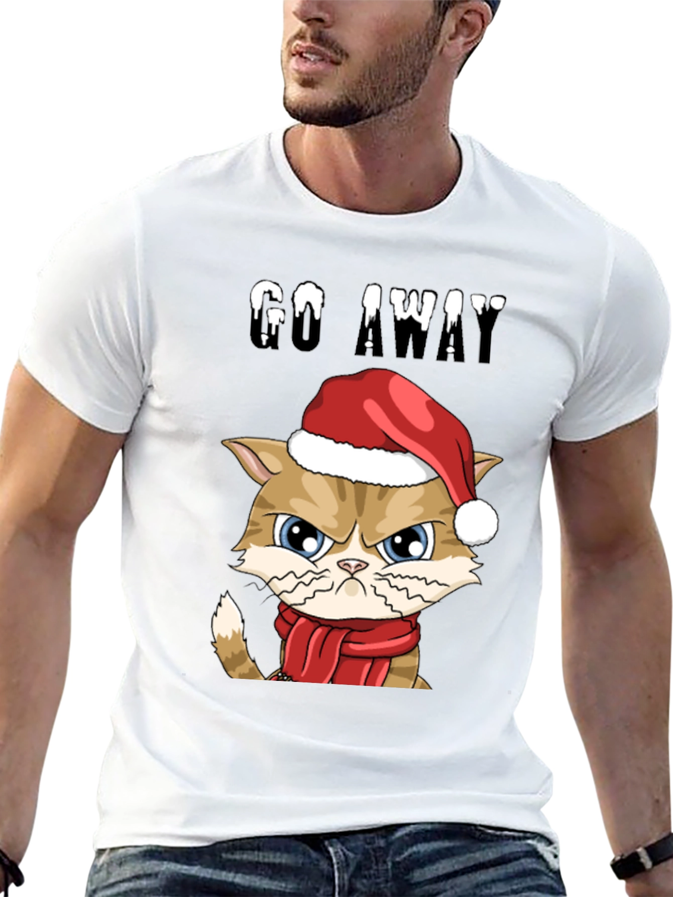 Grumpy Cat Christmas T-Shirt - Go Away