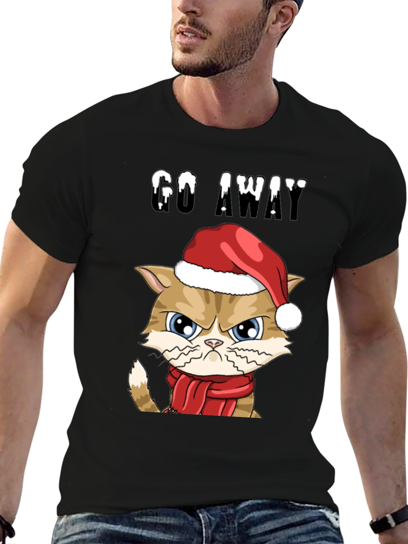 Grumpy Cat Christmas T-Shirt - Go Away
