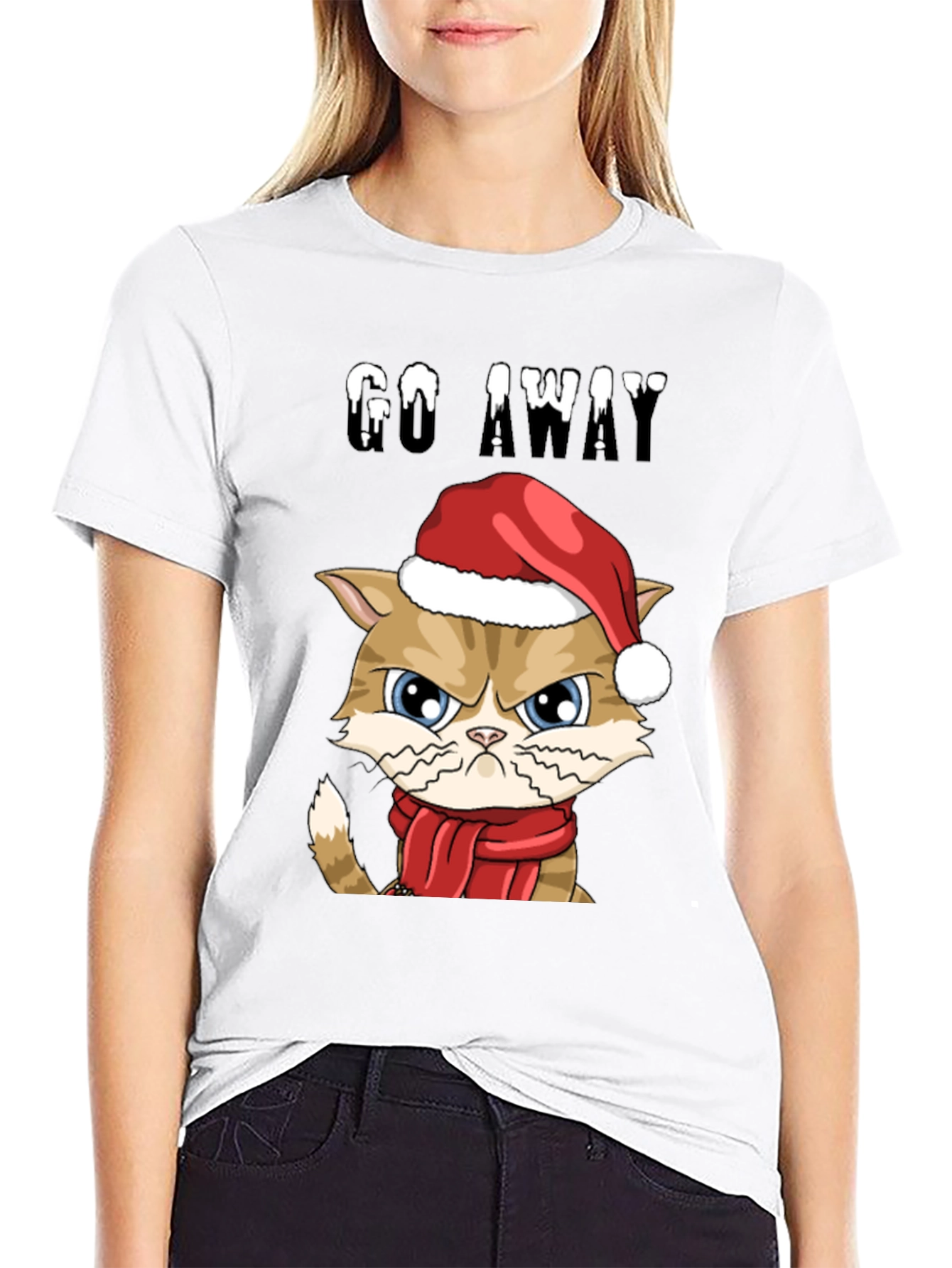 Grumpy Cat Christmas T-Shirt - Go Away