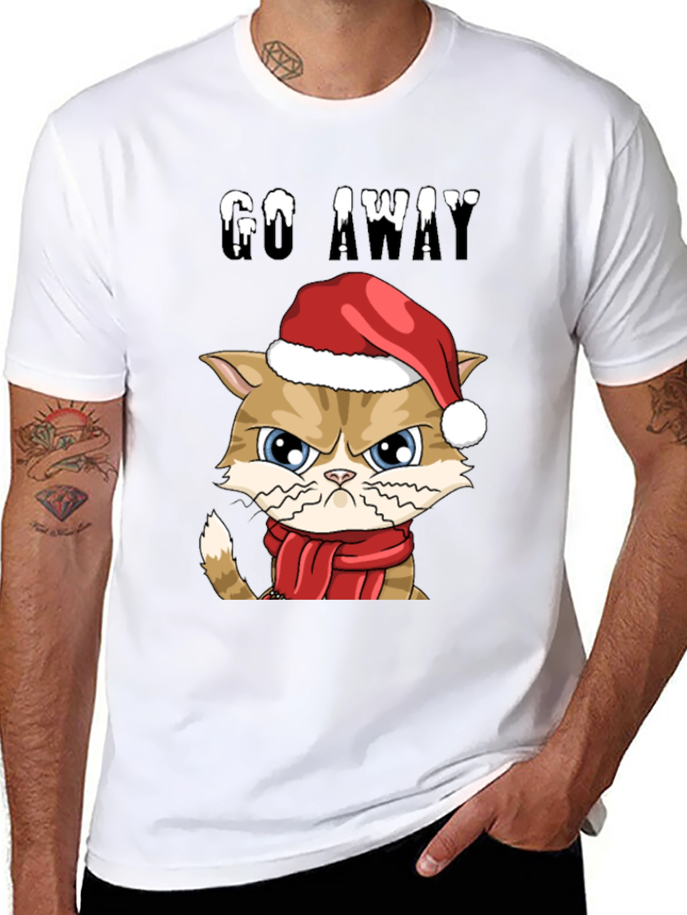 Grumpy Cat Christmas T-Shirt - Go Away
