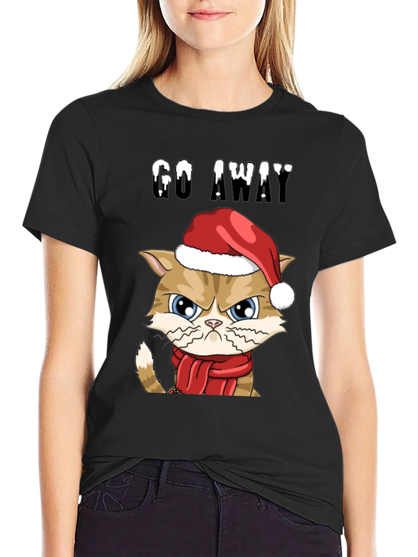 Grumpy Cat Christmas T-Shirt - Go Away