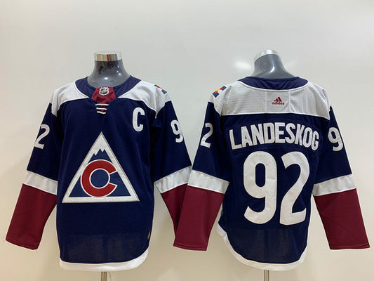 Men's Colorado Avalanche Gabriel Landeskog #92 Navy Alternate Captain Patch Primegreen Authentic Pro Player Jerseys