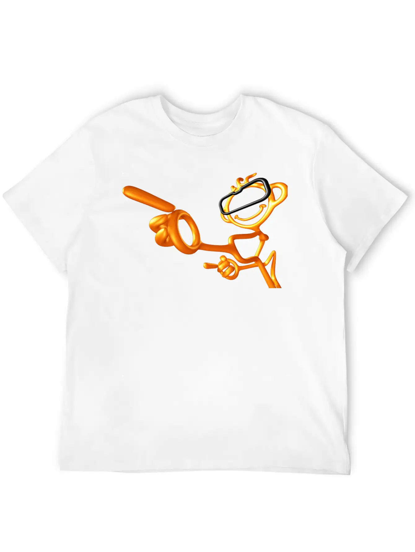 3D Gold Pointing Man Stylish Everyday T-Shirt – Unisex Basic Cotton Tee